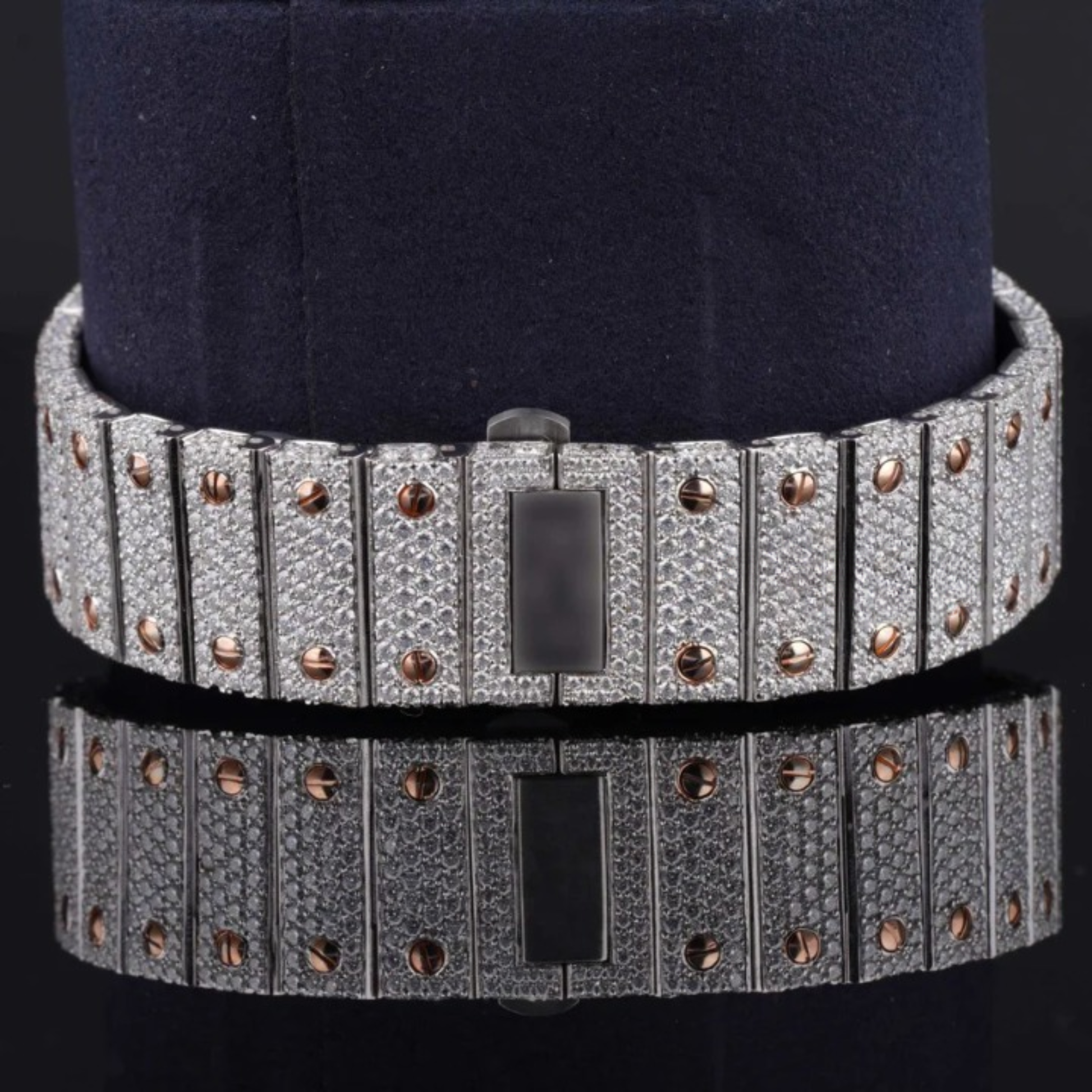 Stylish Fully Iced Out Moissanite Watch With Date Function