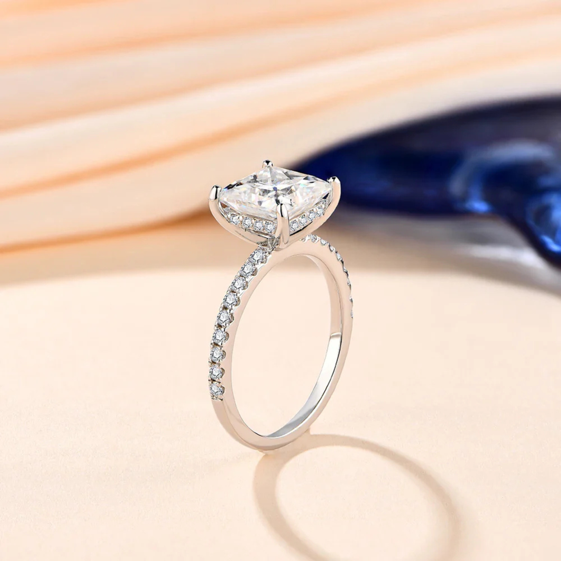 3 CT Princess Cut Moissanite Engagement Ring