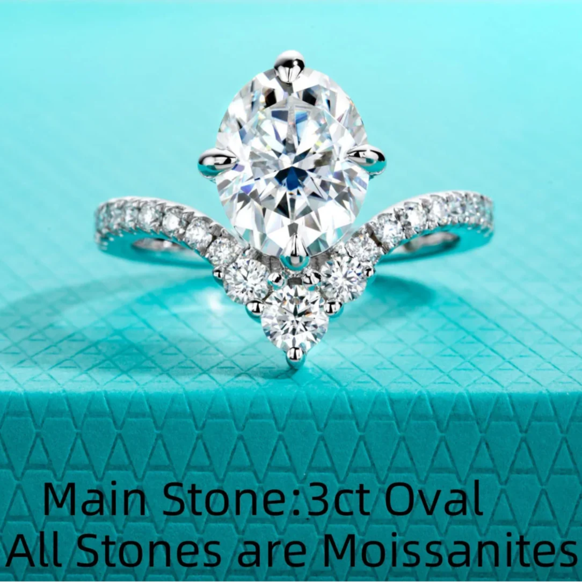 3 CT Oval Cut Moissanite Engagement Ring