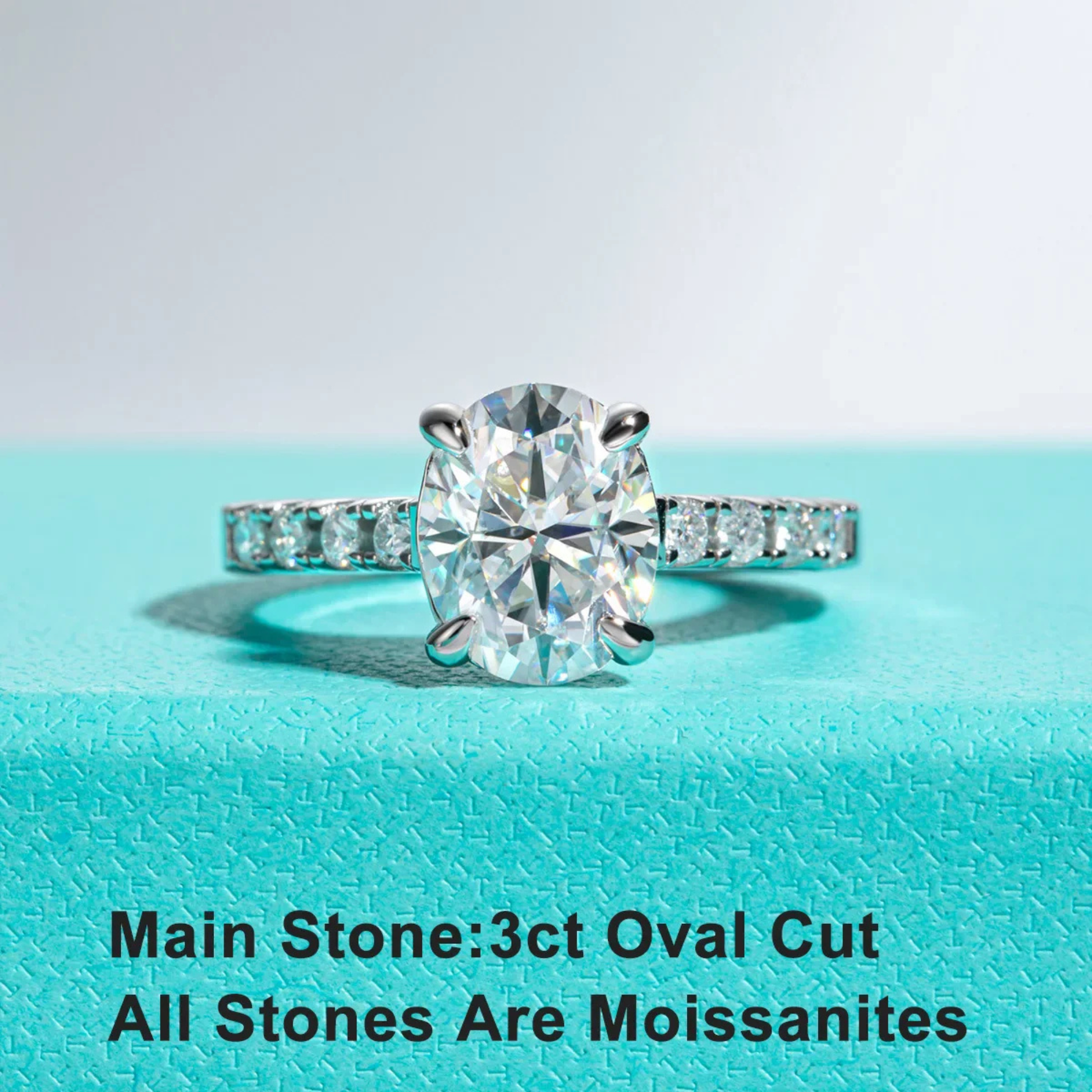 3 CT Oval Cut Moissanite Engagement Ring