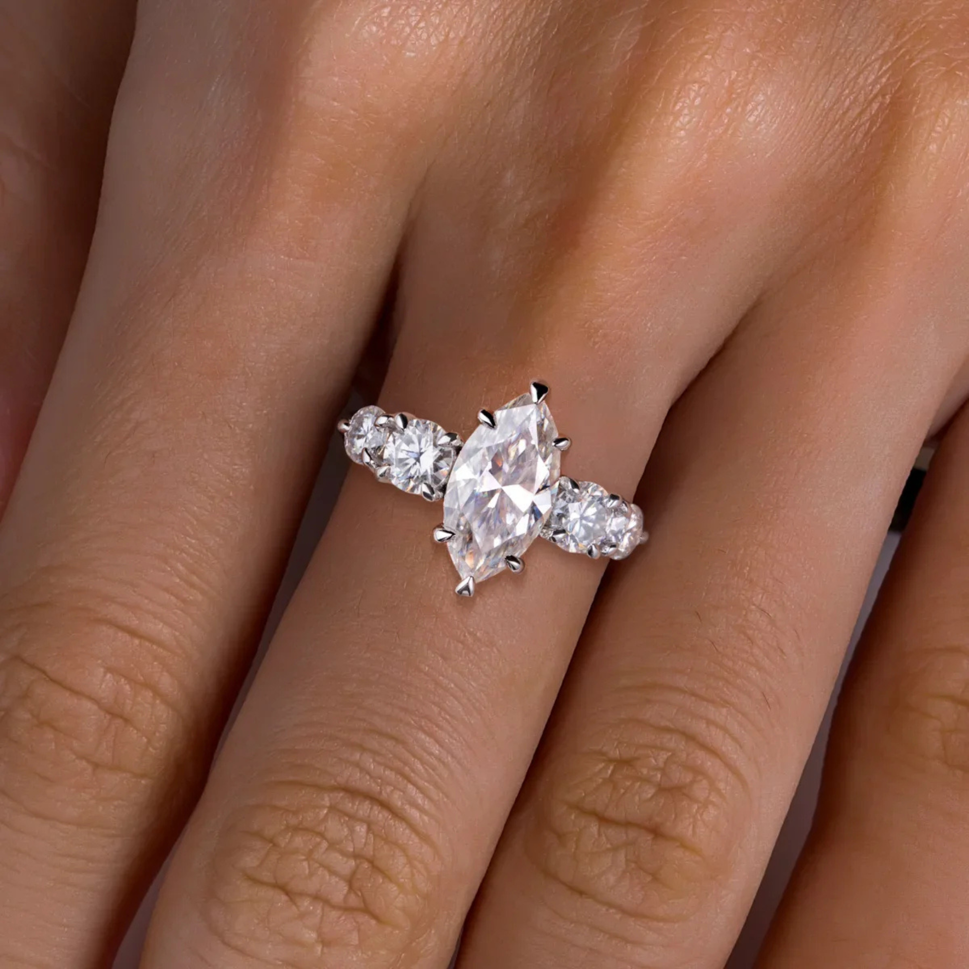 3 Carat Marquise Cut Moissanite Engagement Ring