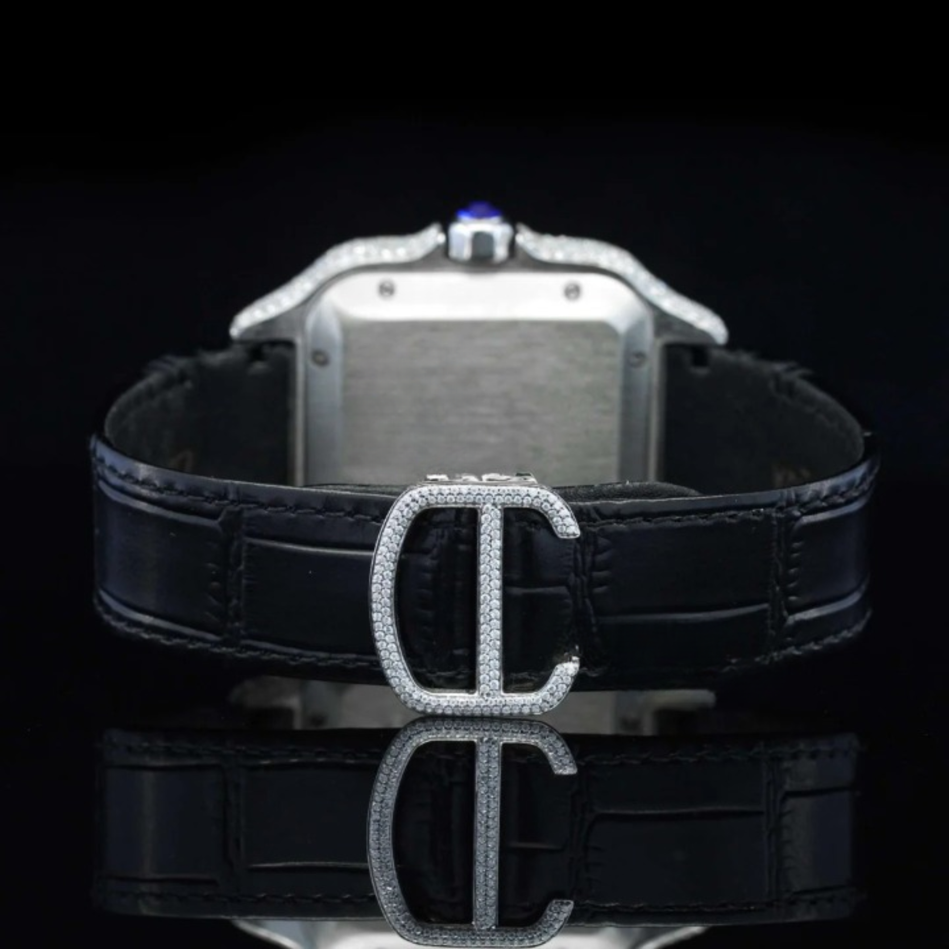 Aesthetic Leather Belt Moissanite Watch For Men Eta swiss movement