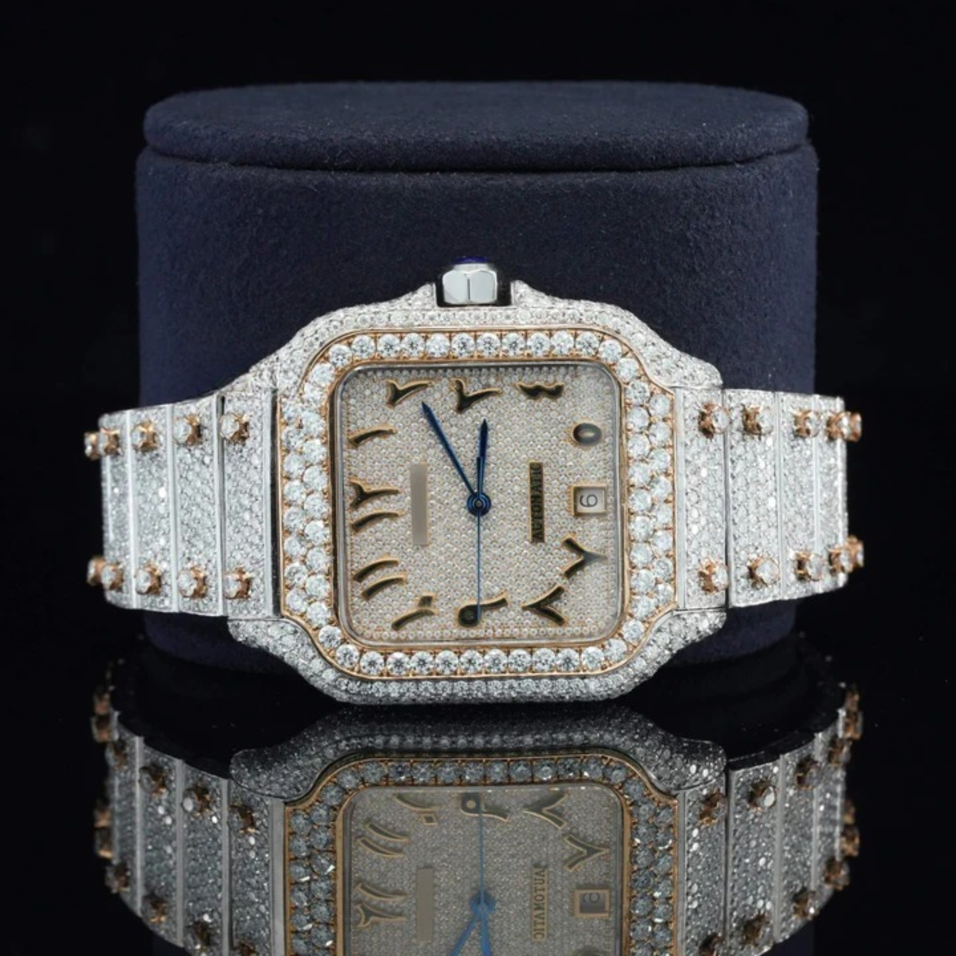 Arabic Number Iced Out Automatic Moissanite Watch For Men