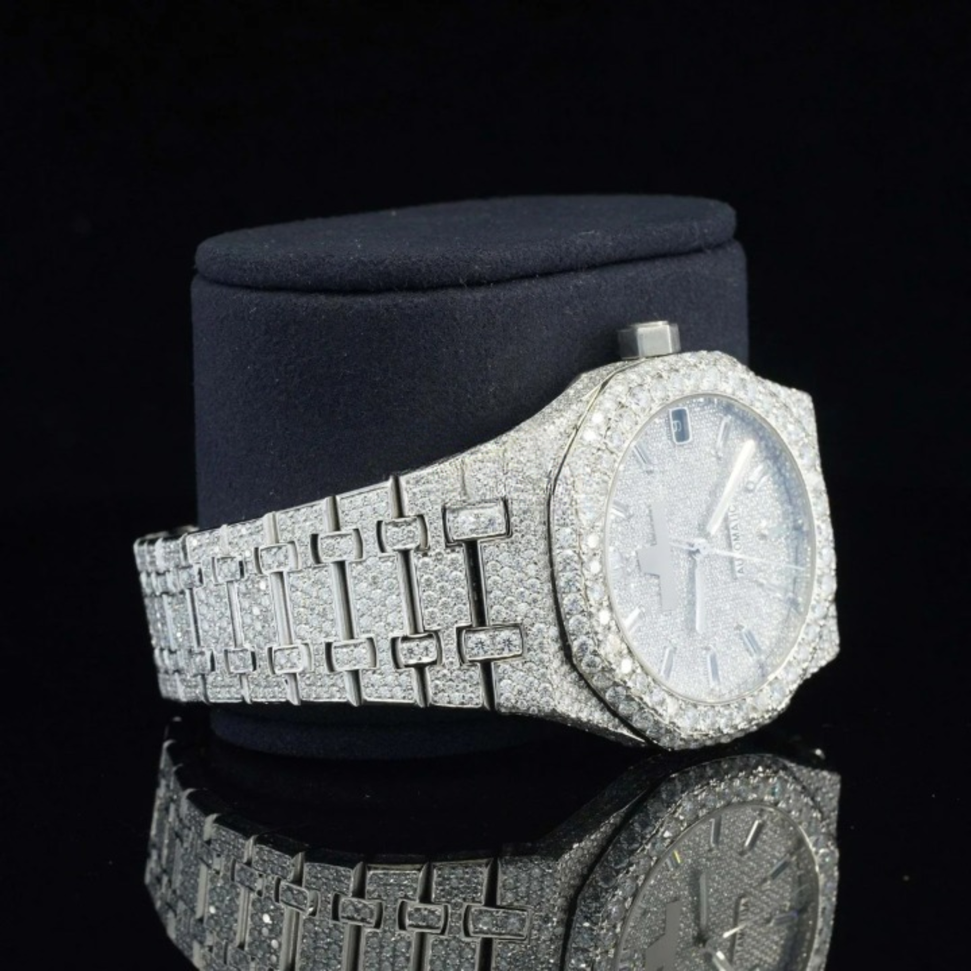 Marvellous Moissanite Diamond Watch With Swiss Automatic Movement