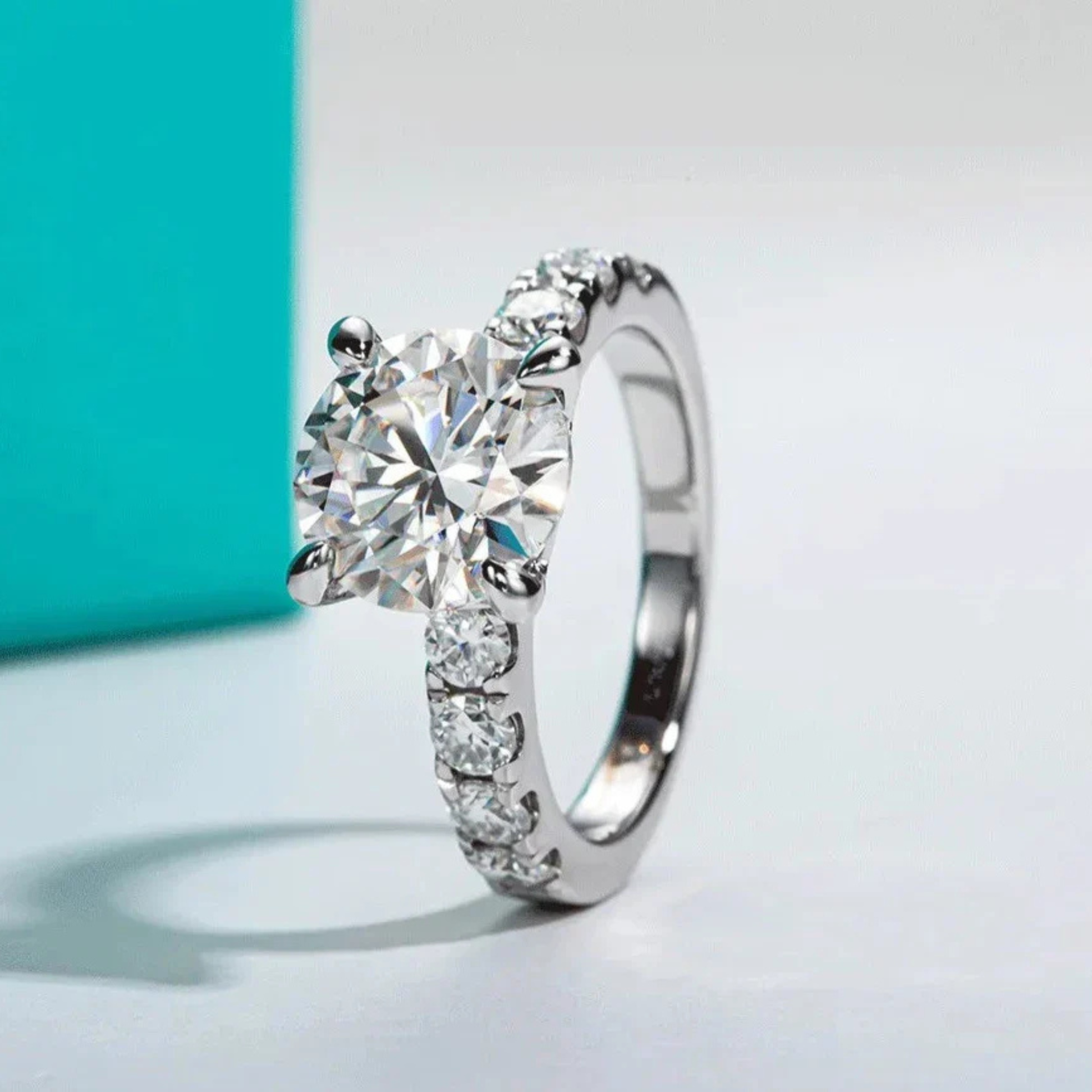 4.3 CT D Color Moissanite Engagement Ring