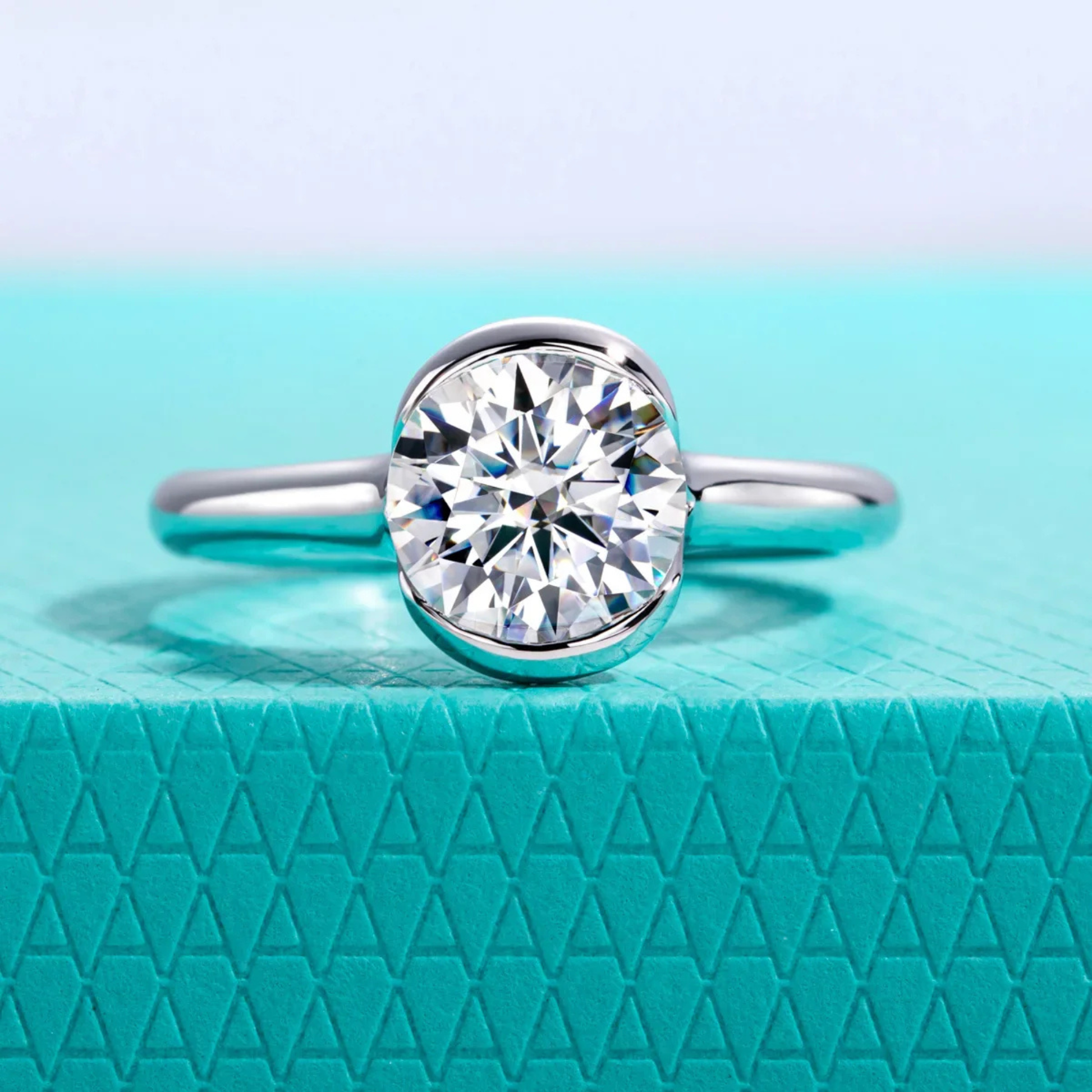 2 CT Bezel Round Cut Moissanite Engagement Ring