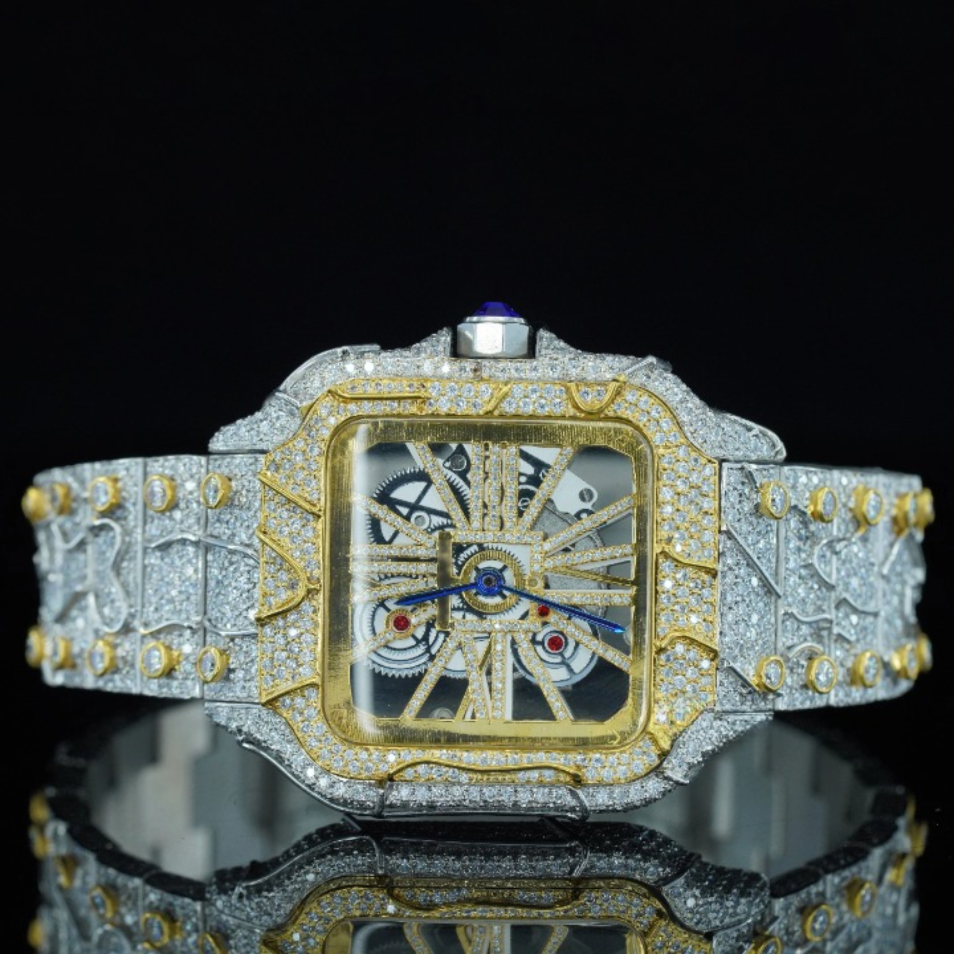 Moissanite Diamond Watch In Snake Skin Style Fully Iced Out Watch