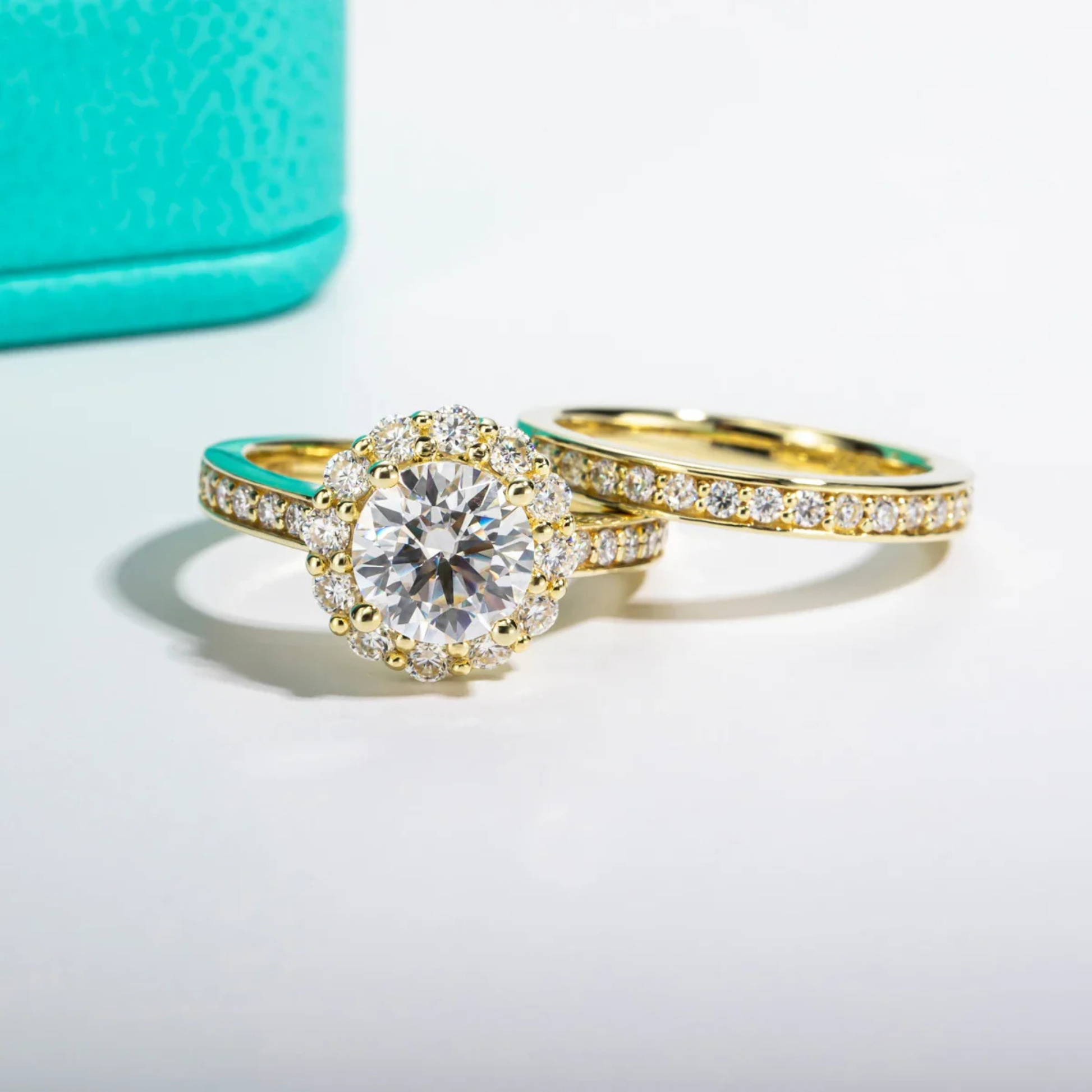 2 CT Round Cut Moissanite Engagement Bridal Ring Set