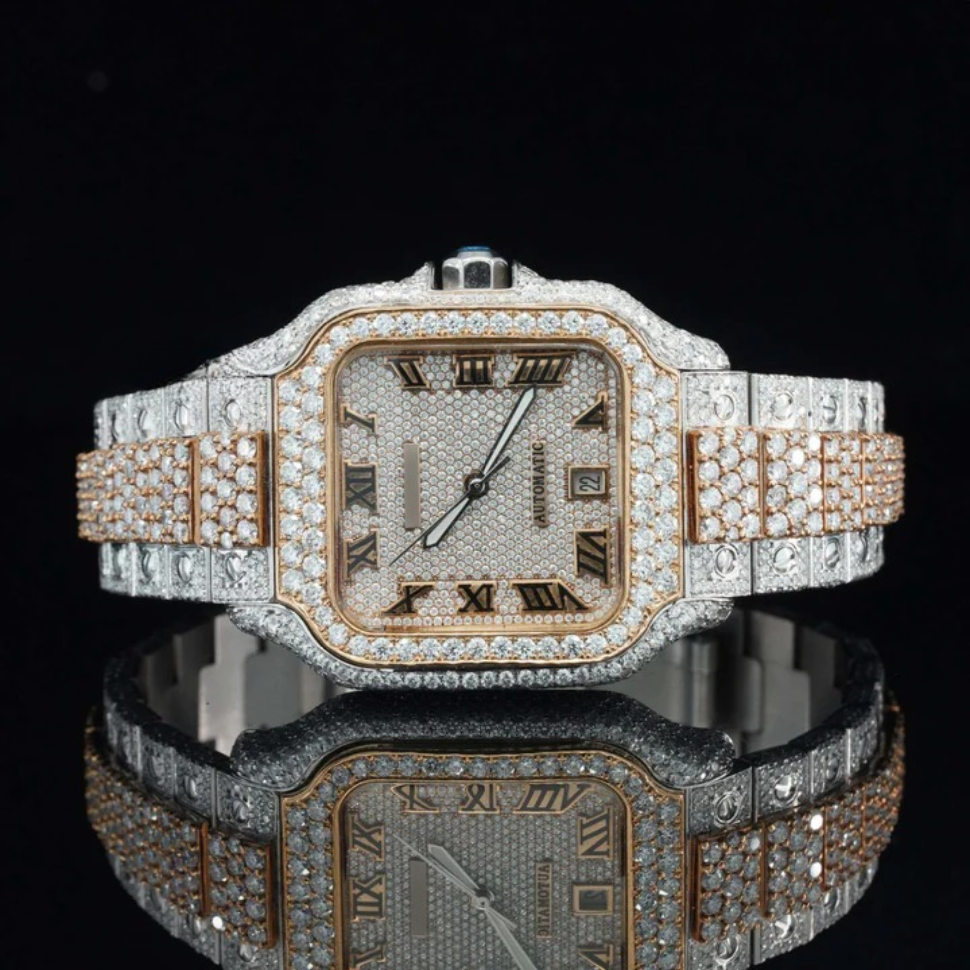 Awesome Iced Out Moissanite Watch For Men Sapphire Crystal Glass