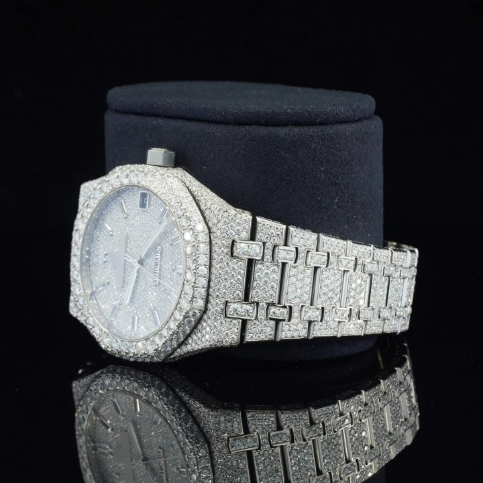 Marvellous Moissanite Diamond Watch With Swiss Automatic Movement
