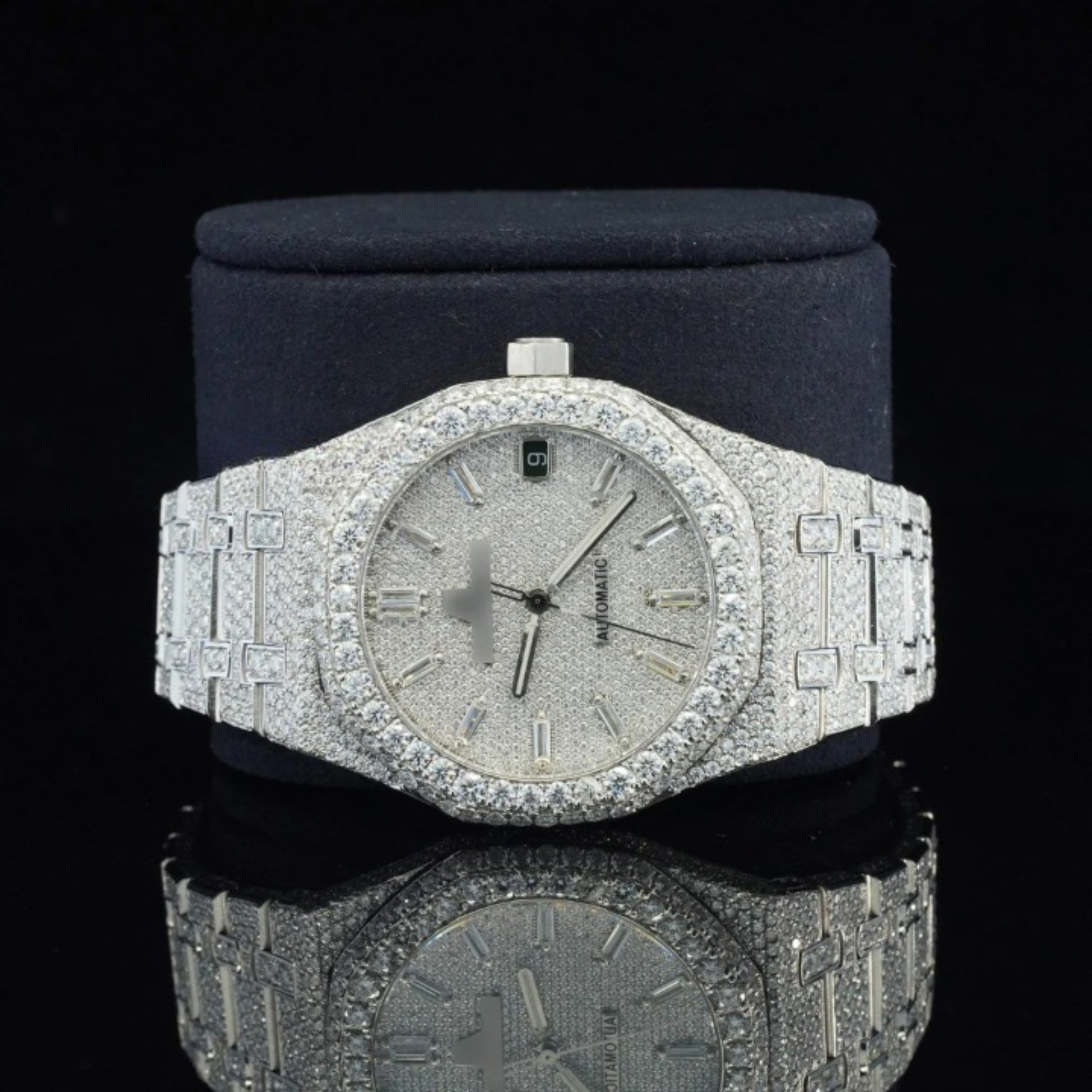 Marvellous Moissanite Diamond Watch With Swiss Automatic Movement