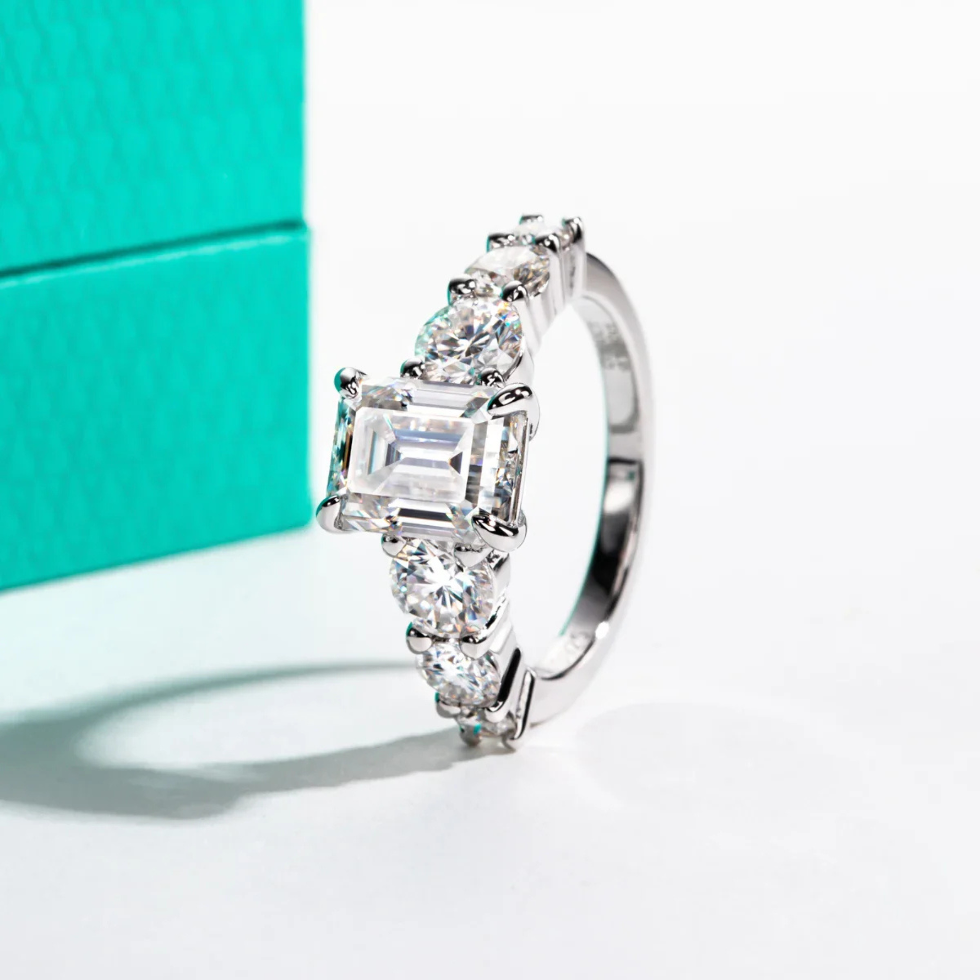 3 CT Emerald Cut Moissanite Engagement Ring