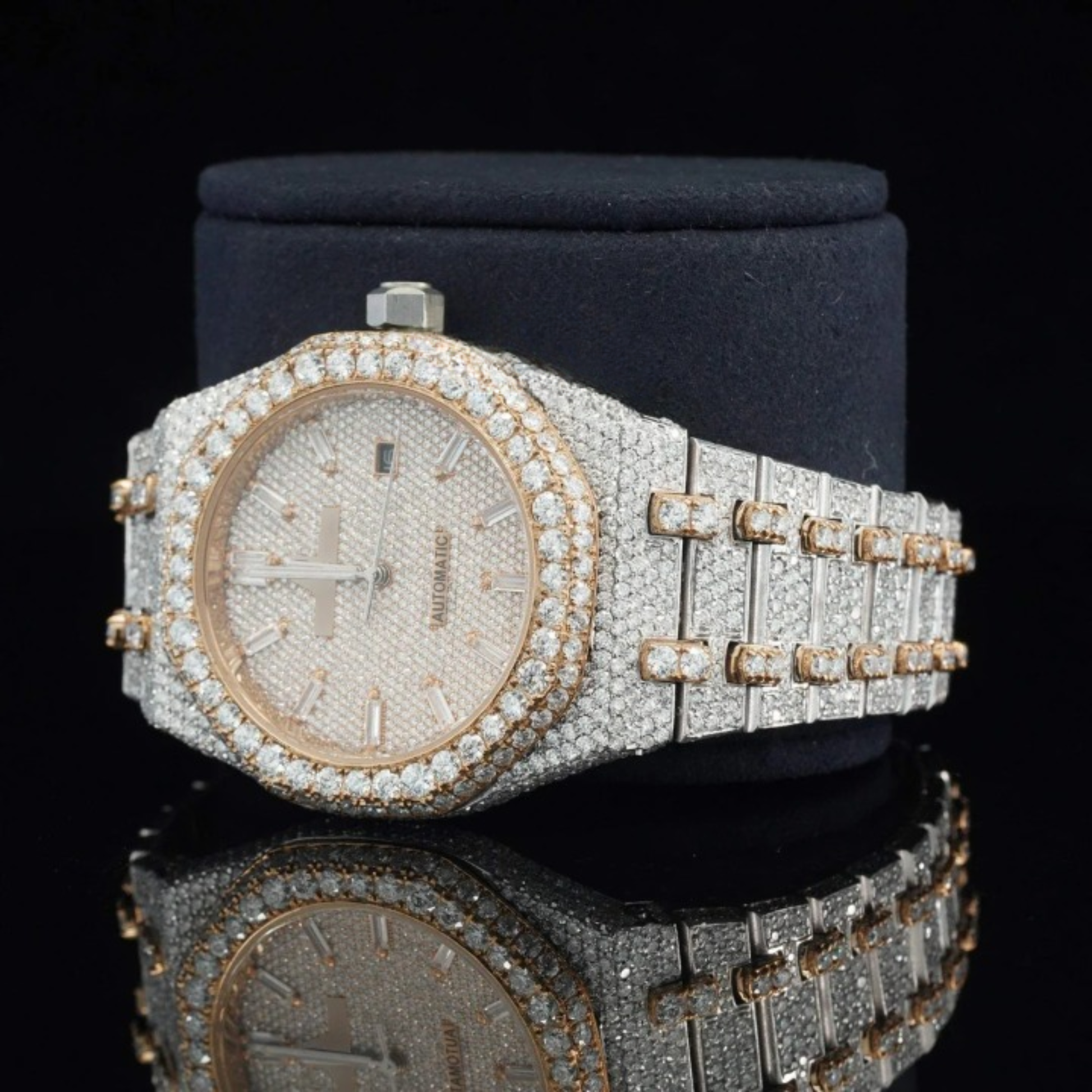 Iced Out Moissanite Diamond Automatic And Wrist Watch For Men