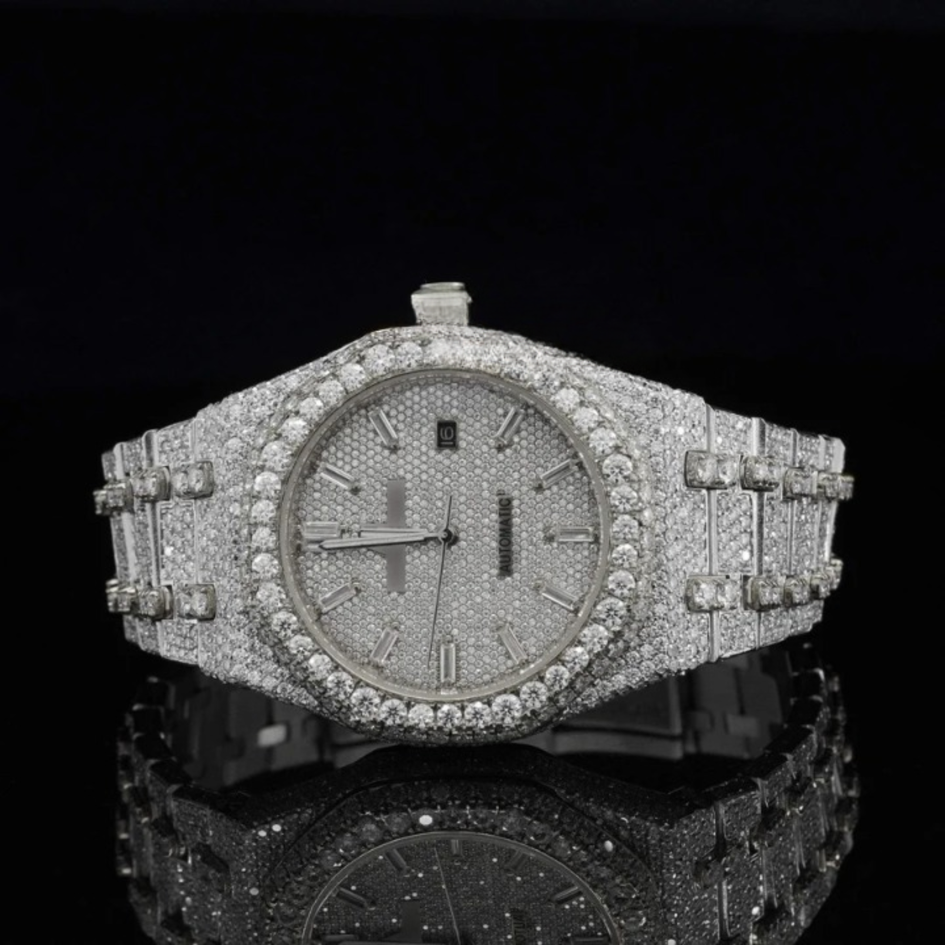 Iced Out Moissanite Diamond Automatic And Wrist Watch For Men