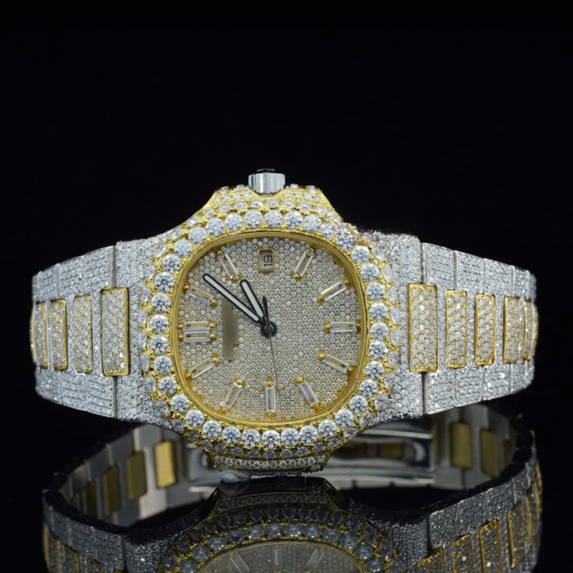 Classic Two Tone Moissanite Diamond Iced Out Automatic Watch