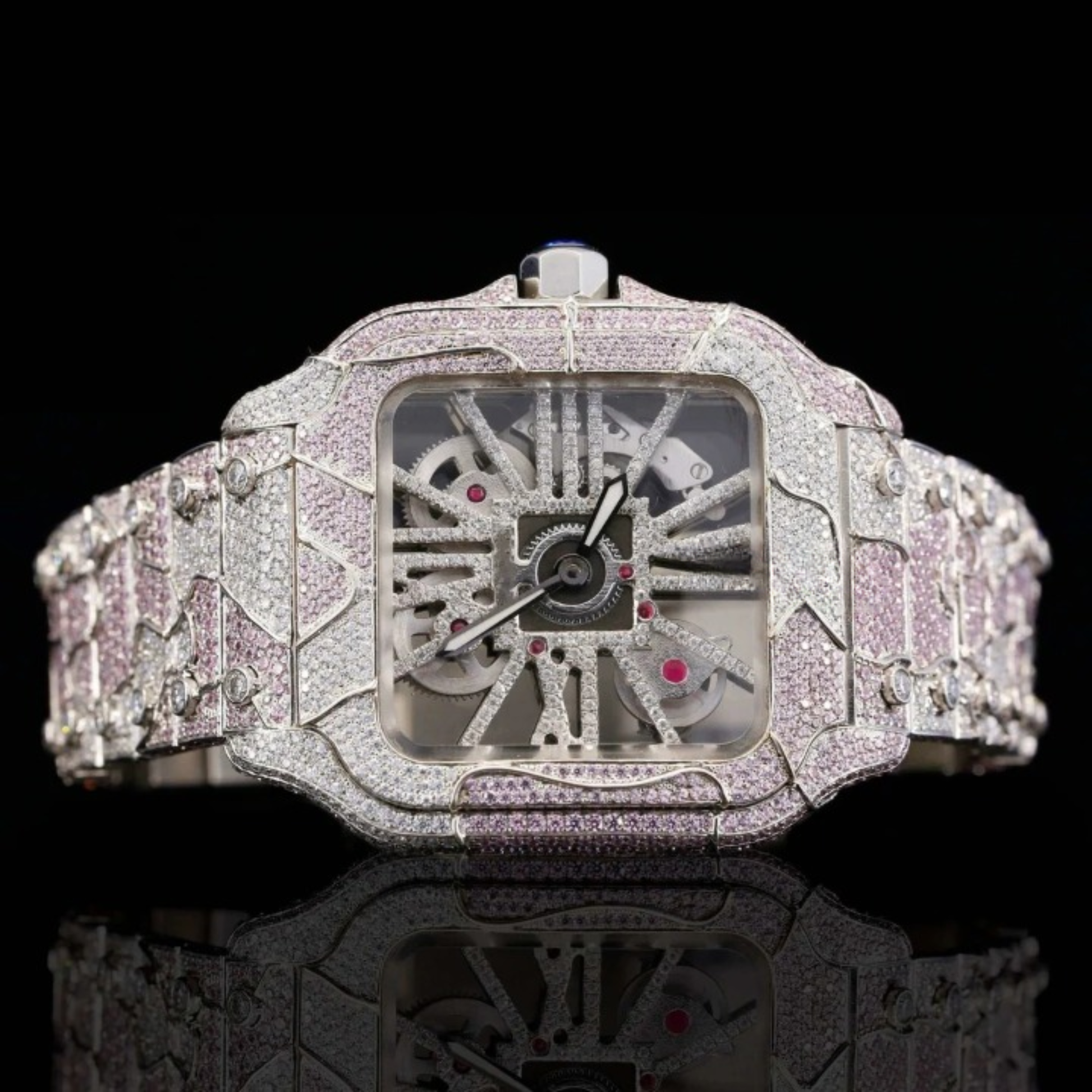 Stylish Double Color Moissanite Diamond Iced Out Watch For Men