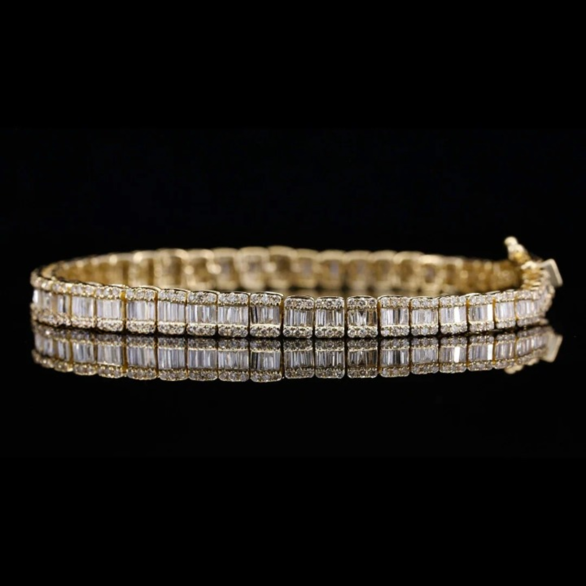 Round And Baguette Diamond Moissanite Bracelet