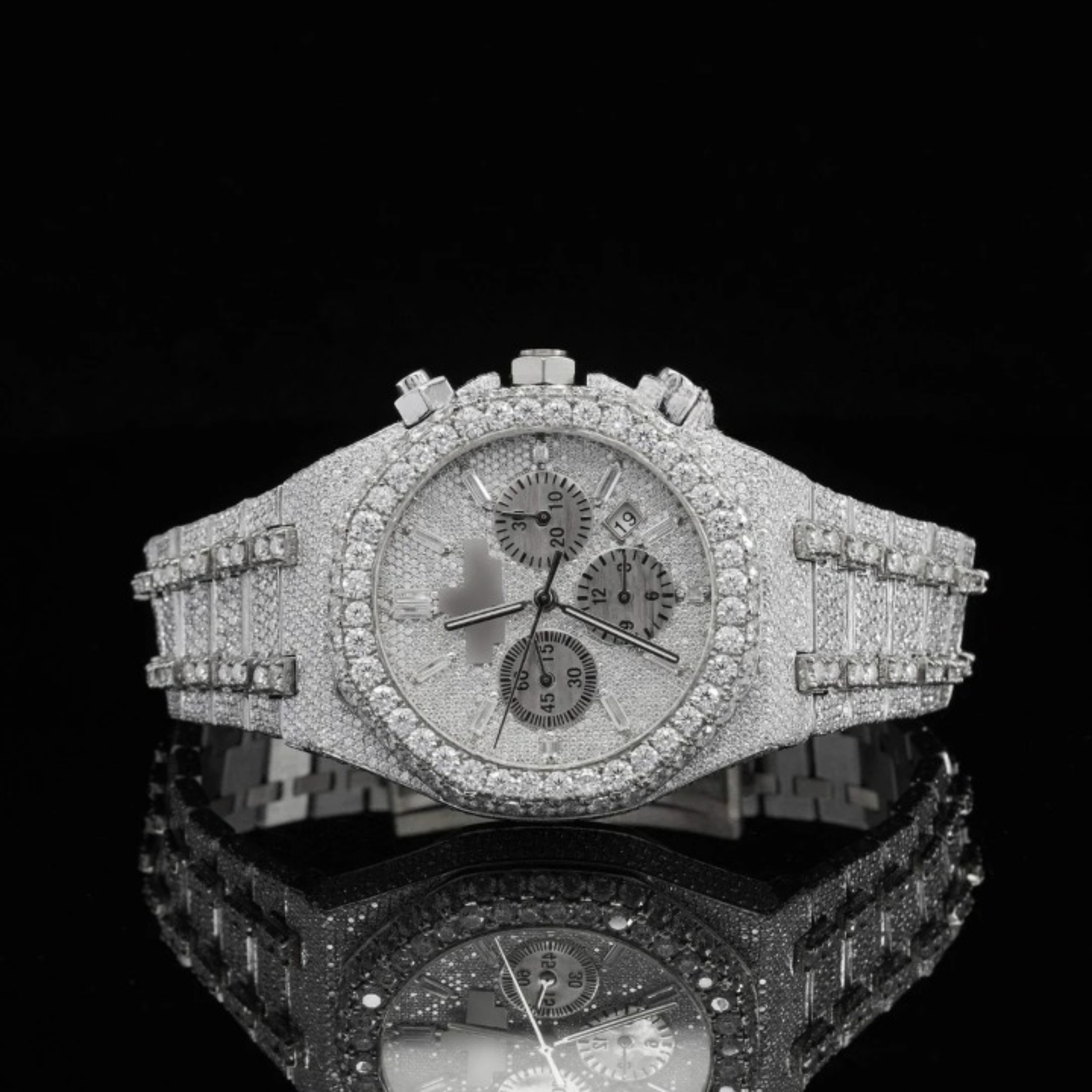 Fabulous Fully Iced Out Moissanite Diamond Watch Fully Automatic