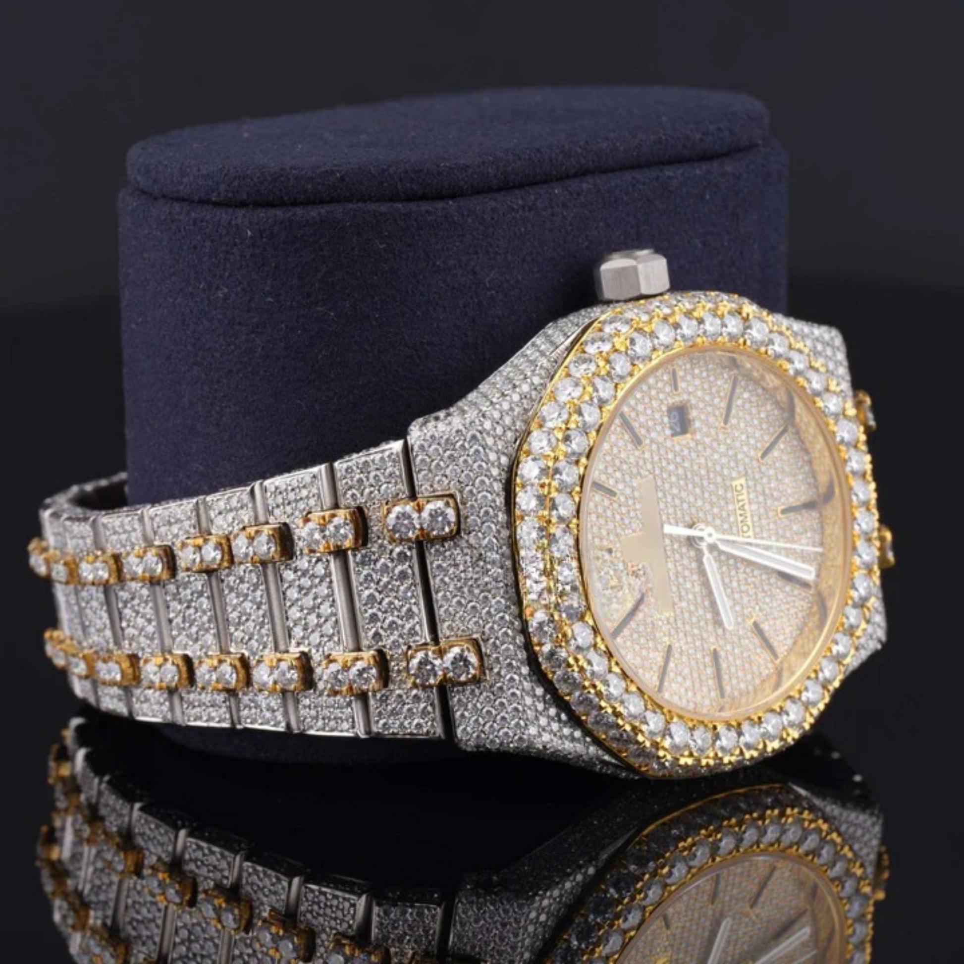 Japan Automatic Fabulous Iced Out Analog Moissanite Watch