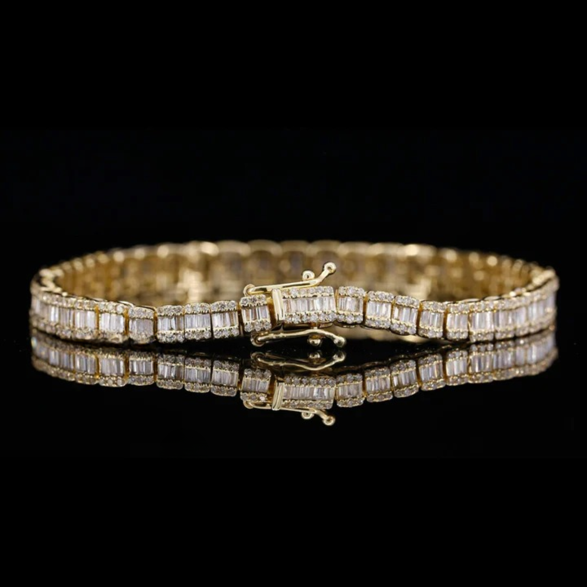 Round And Baguette Diamond Moissanite Bracelet