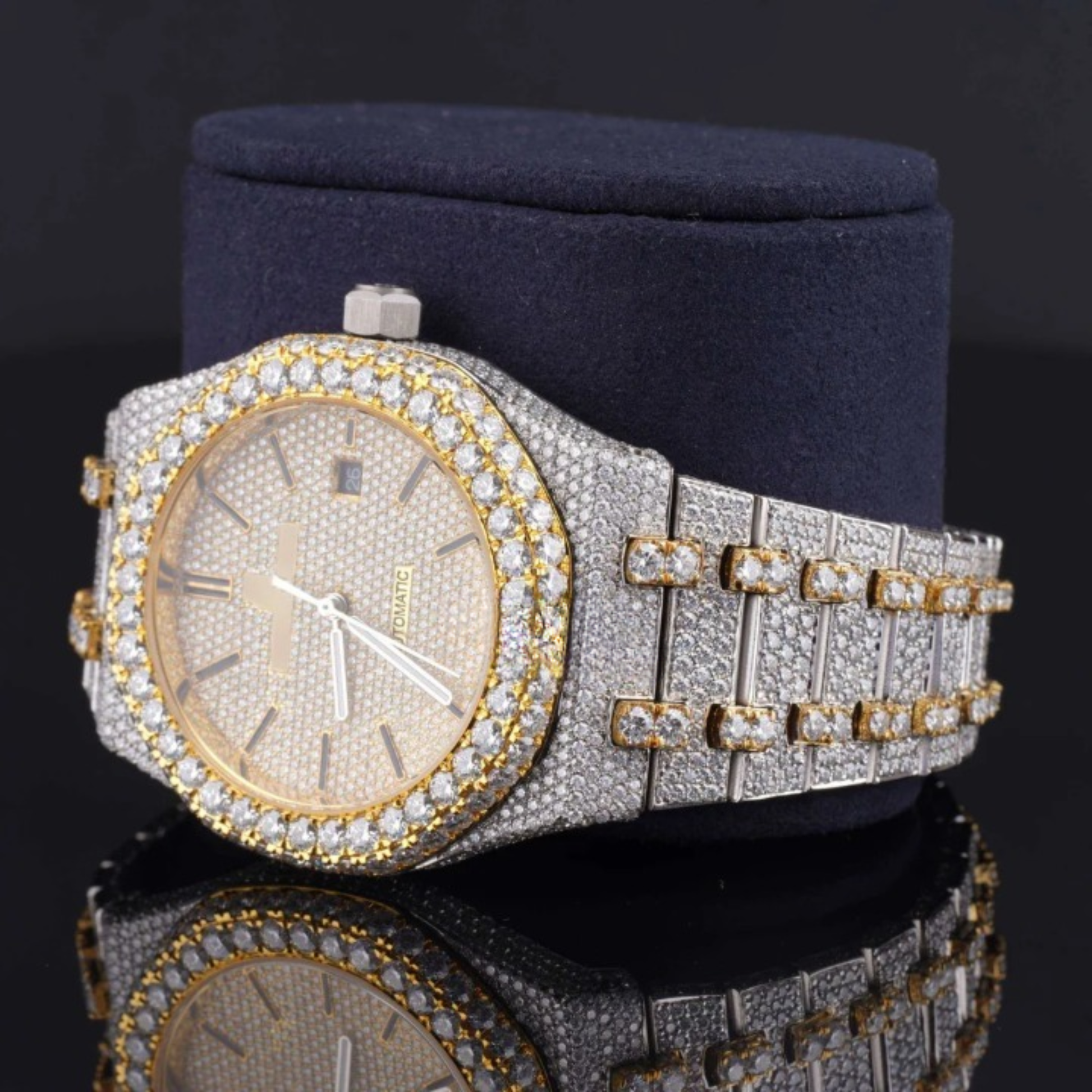 Japan Automatic Fabulous Iced Out Analog Moissanite Watch