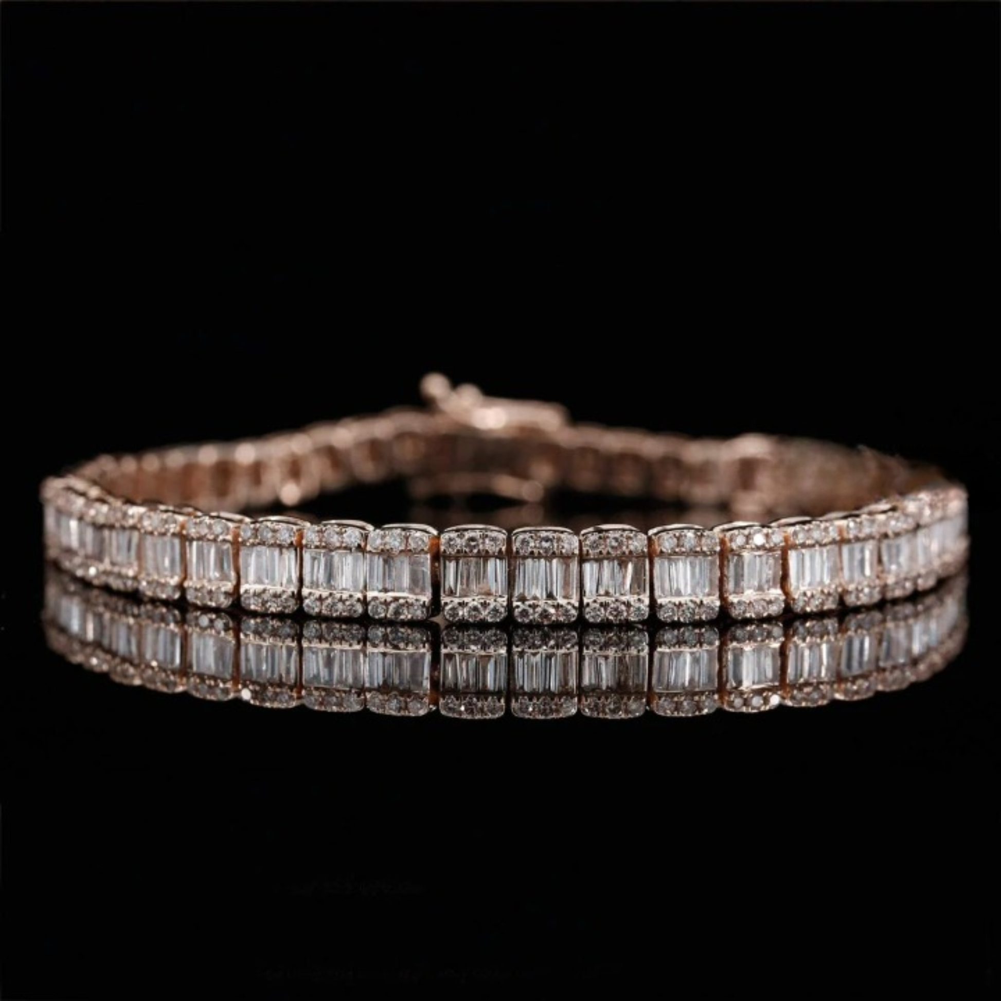 Round And Baguette Diamond Moissanite Bracelet