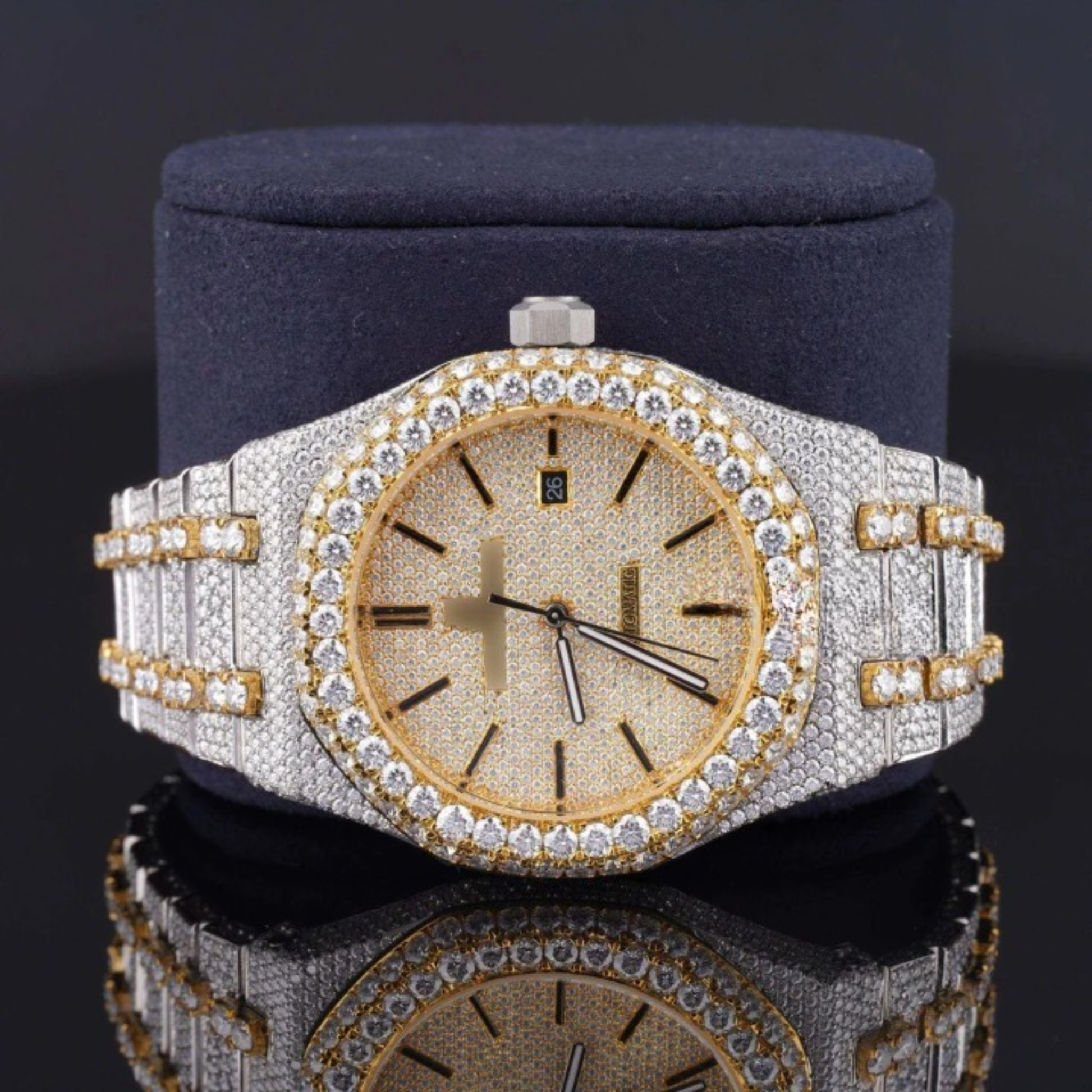 Japan Automatic Fabulous Iced Out Analog Moissanite Watch