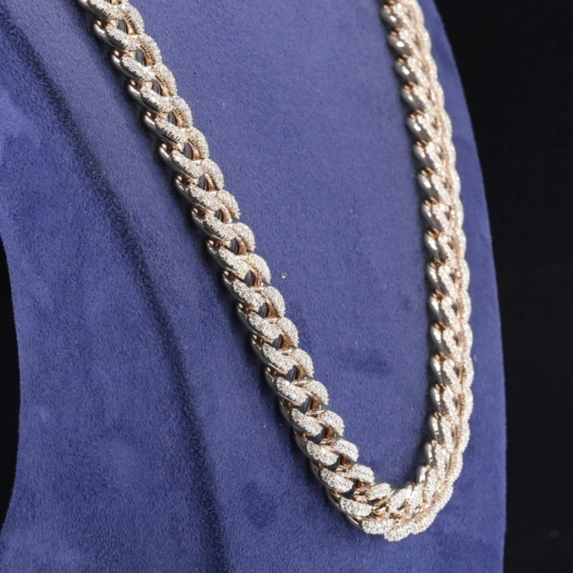 12mm Elegant Moissanite Diamond Embellished Hip Hop Cuban Link Chain