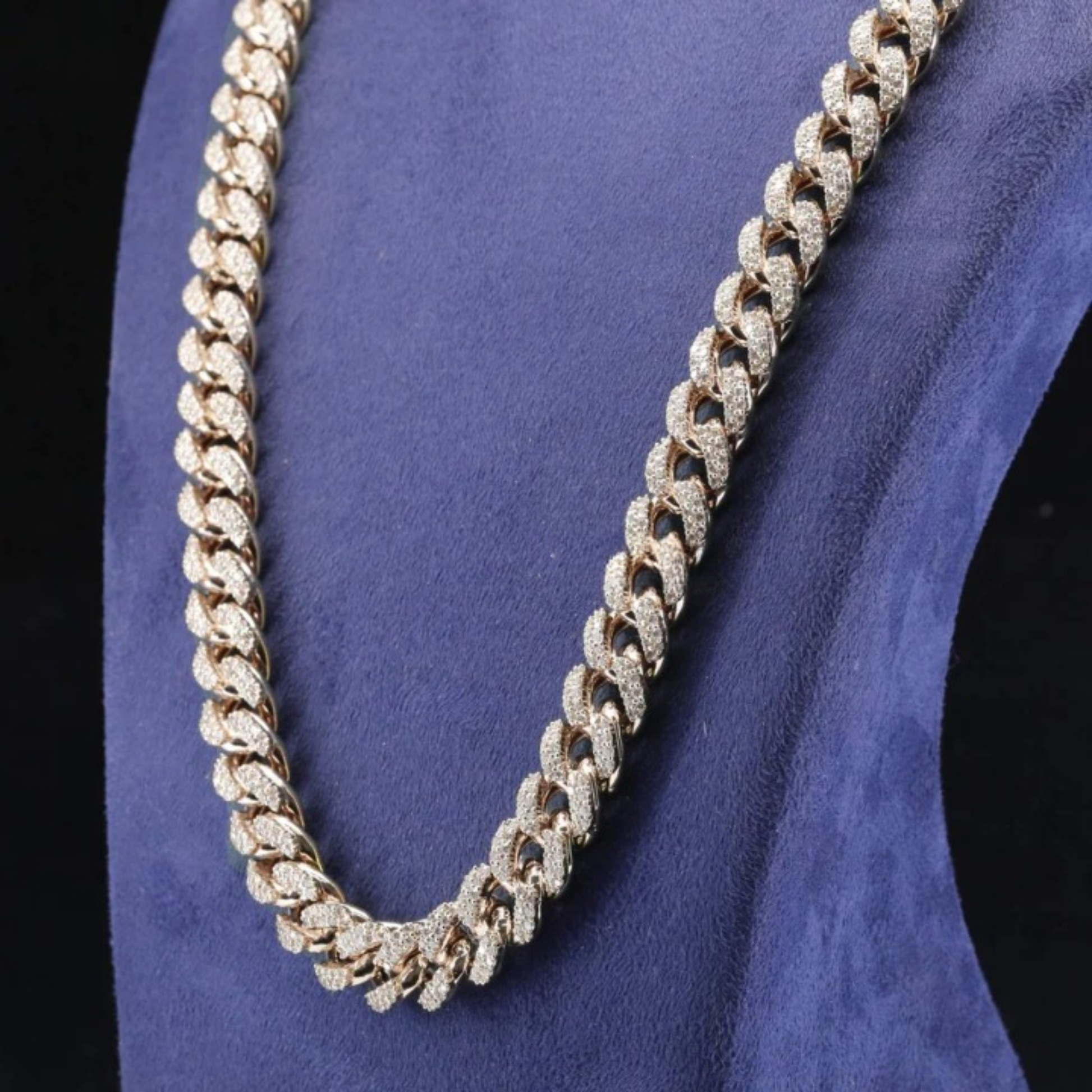 12mm Elegant Moissanite Diamond Embellished Hip Hop Cuban Link Chain