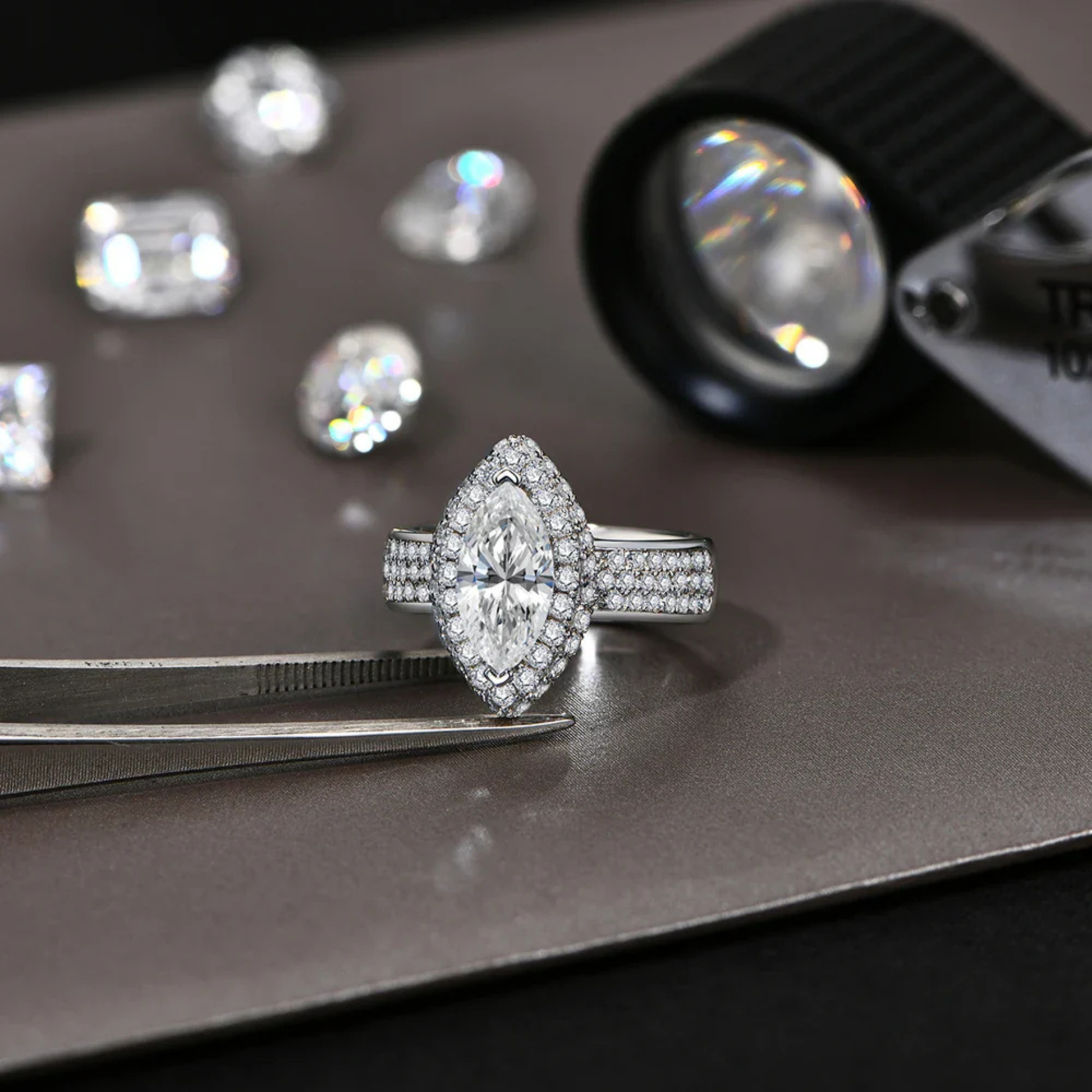 2 CT Marquise Cut Moissanite Engagement Ring