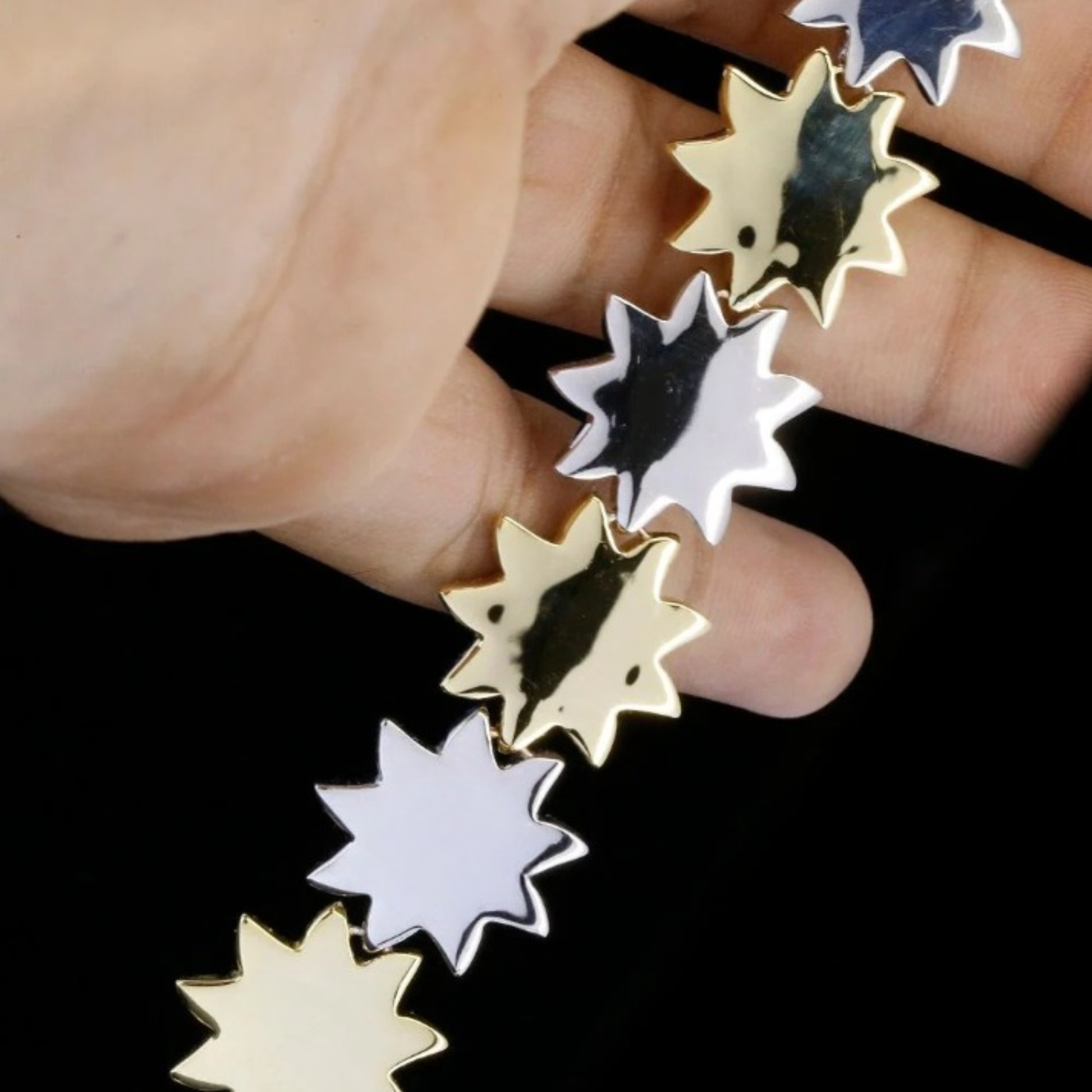 Stylish Star Shape Round Cut Moissanite Bracelets 925 Silver