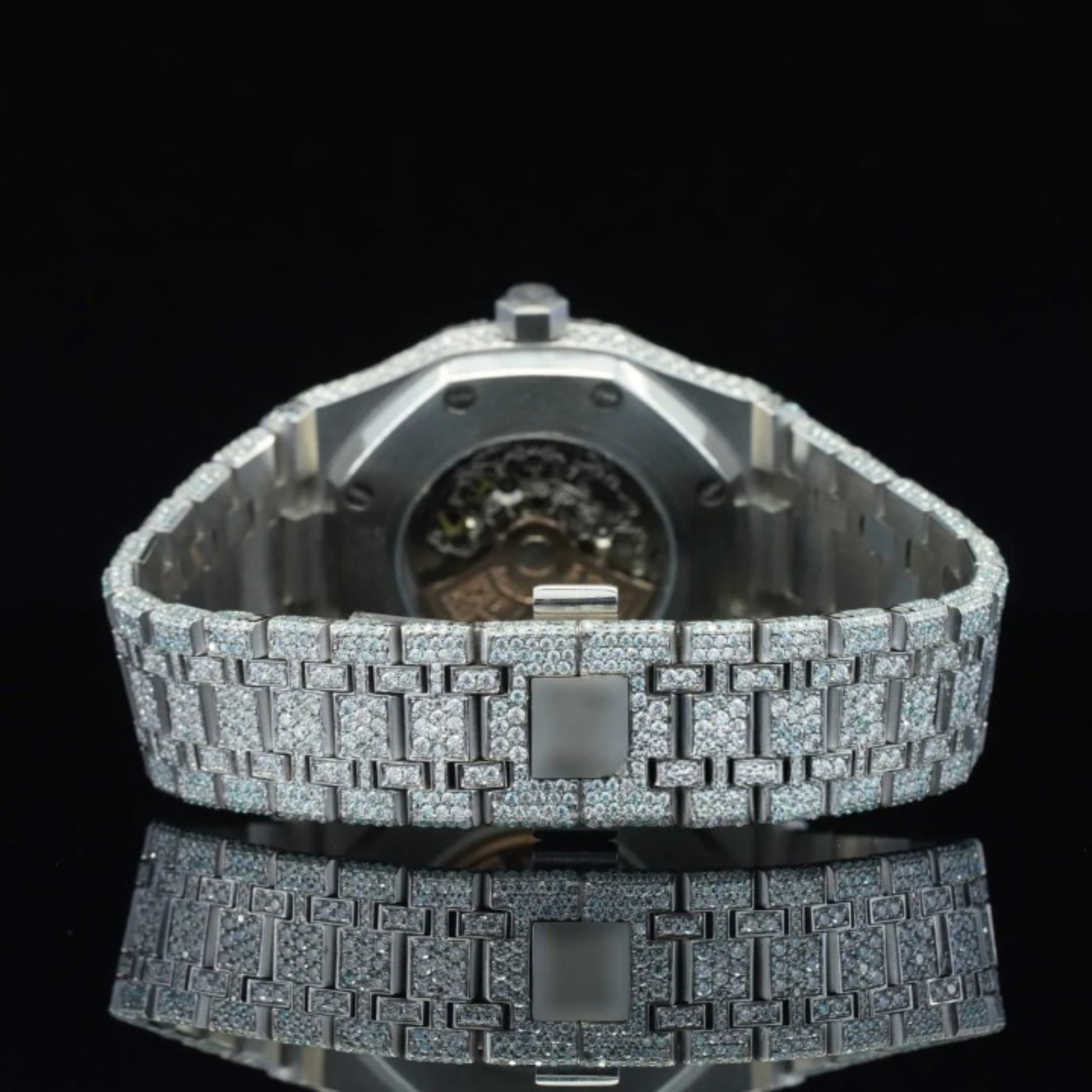 Iced Out Moissanite Watch Red Arabic Number With Automatic Movement