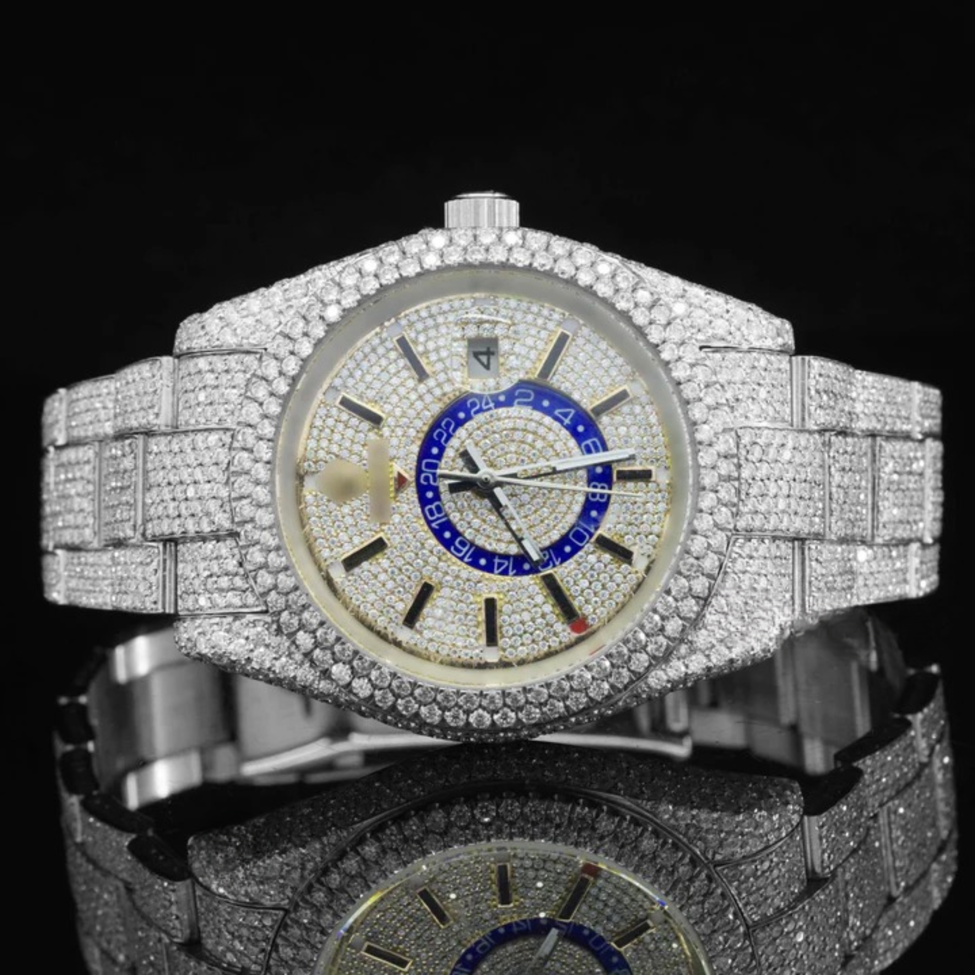 Fabulous White Dial Moissanite Diamond Watch for men