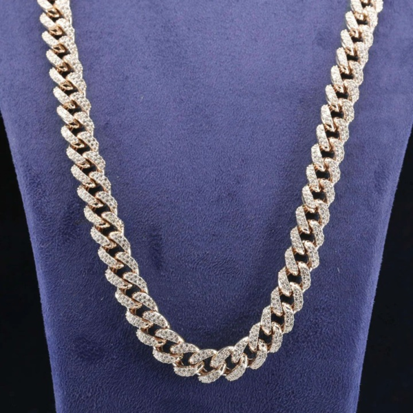 12mm Elegant Moissanite Diamond Embellished Hip Hop Cuban Link Chain