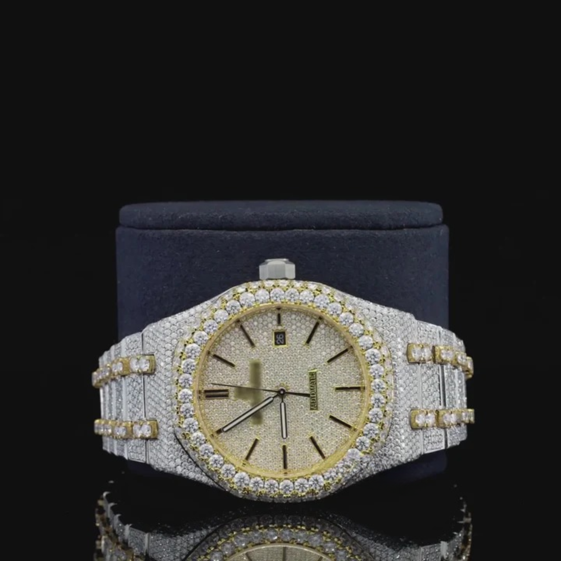 Japan Automatic Fabulous Iced Out Analog Moissanite Watch