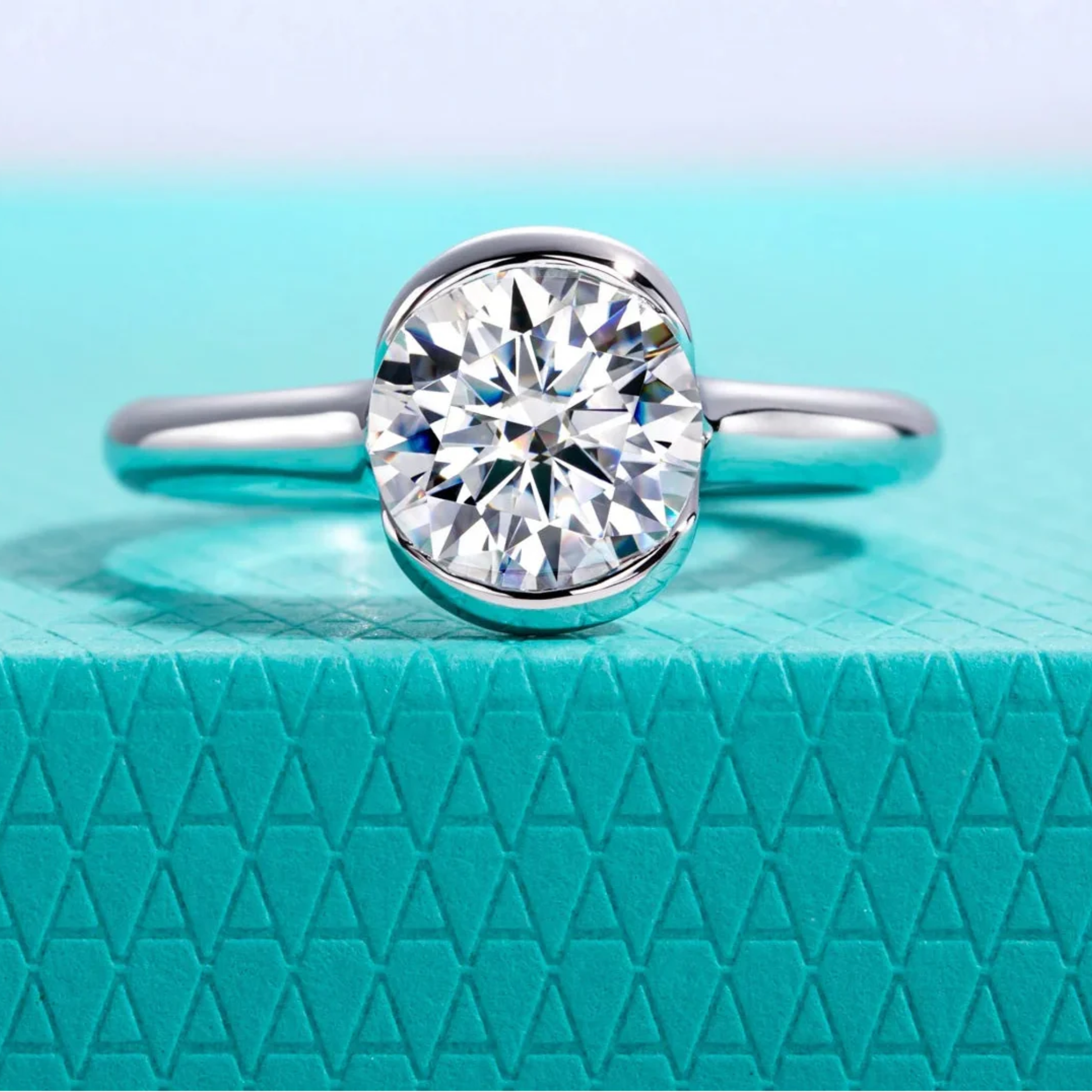 2 CT Bezel Round Cut Moissanite Engagement Ring