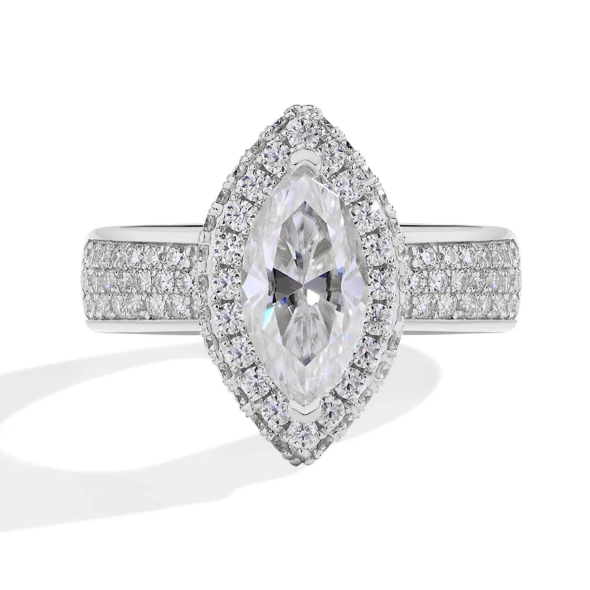 2 CT Marquise Cut Moissanite Engagement Ring