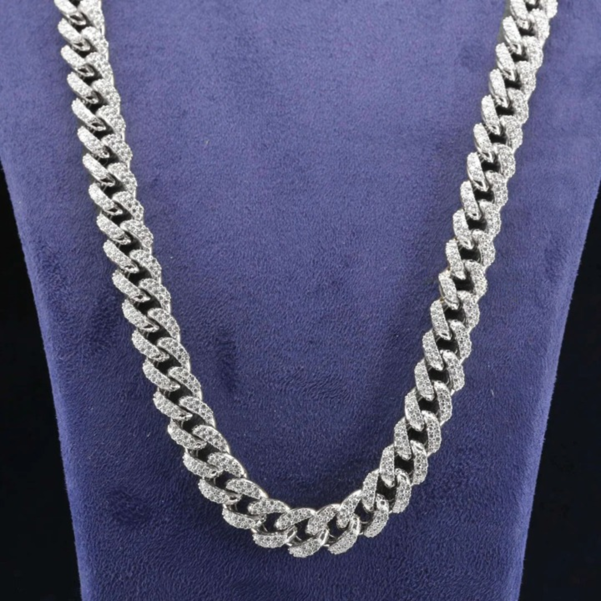 12mm Elegant Moissanite Diamond Embellished Hip Hop Cuban Link Chain