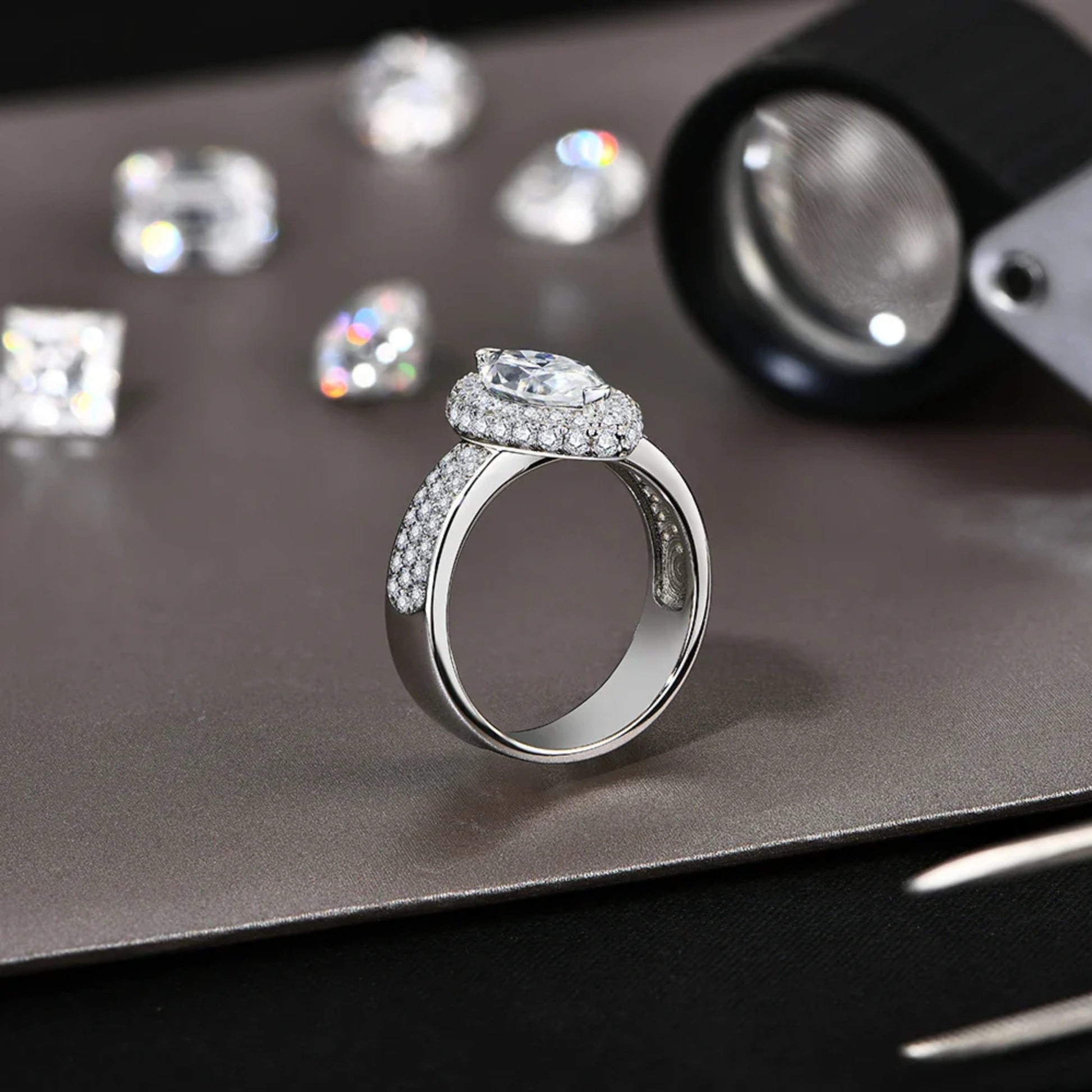 2 CT Marquise Cut Moissanite Engagement Ring