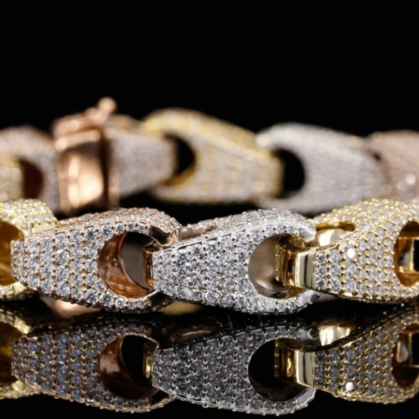 Unique Iced Out Design Moissanite Diamond Bracelets 925 Silver