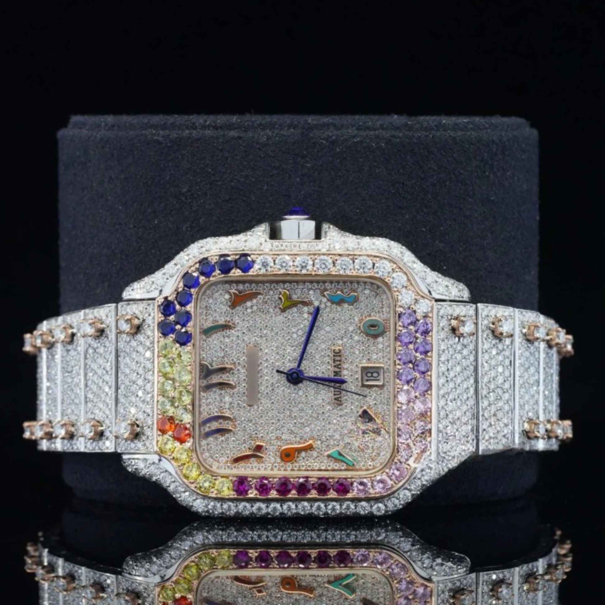 Iced Out Moissanite Diamond Automatic Movement Watch
