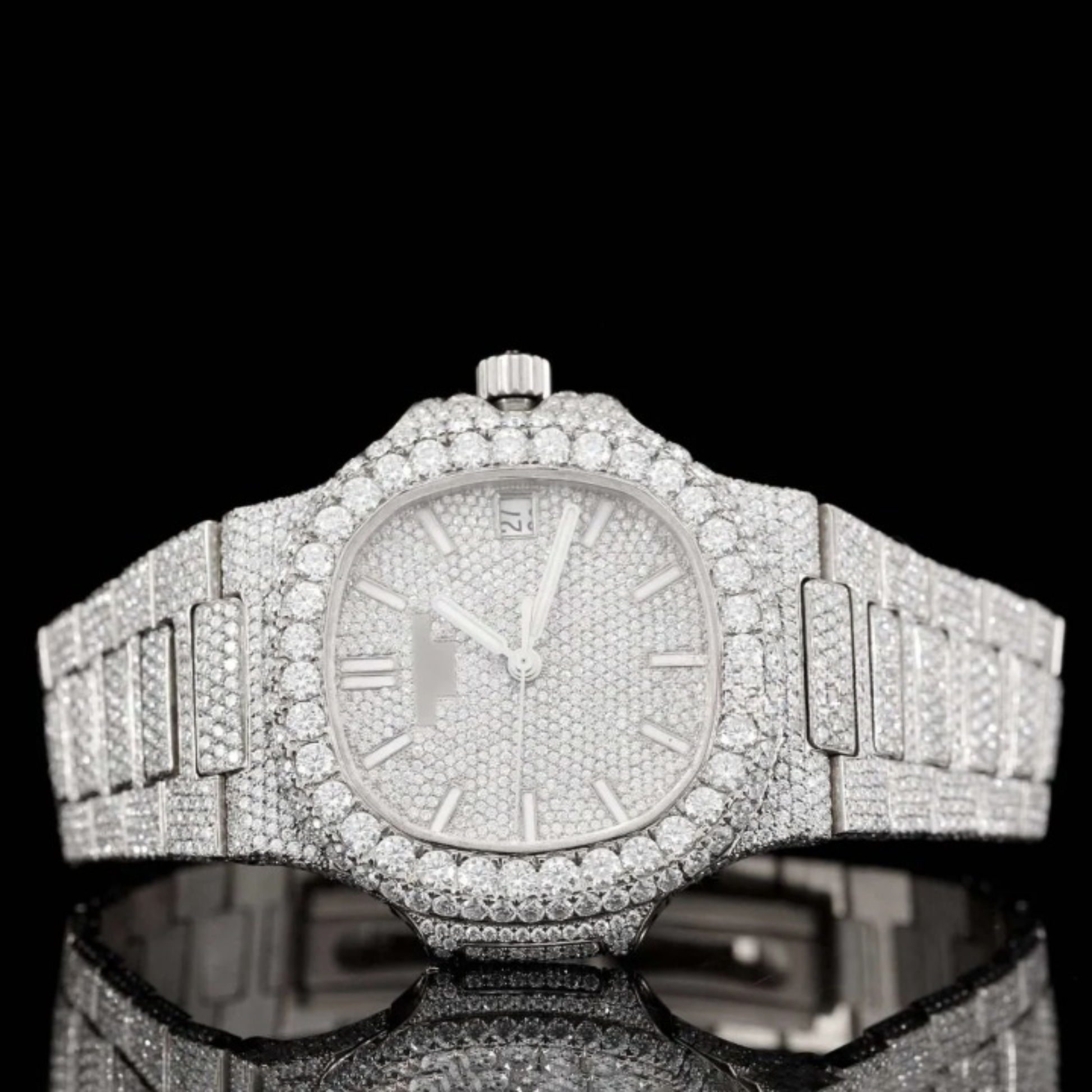 Sapphire Crystal Glass Automatic Moissanite Watch For Men