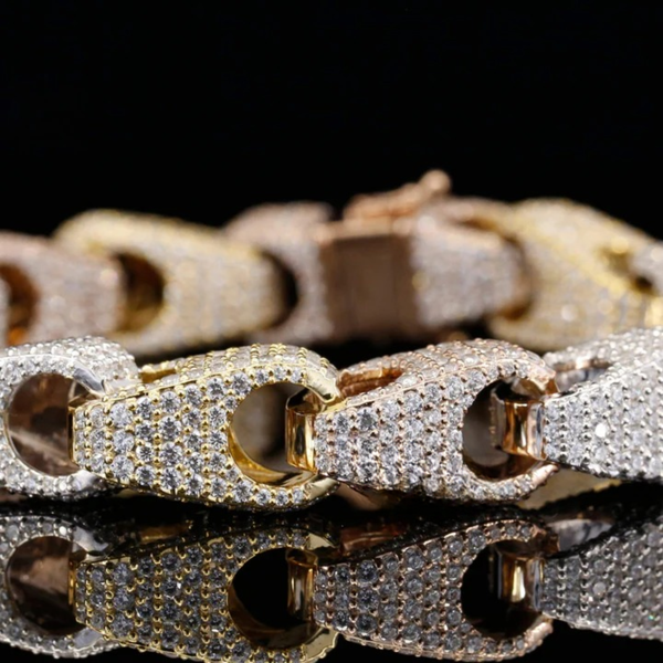 Unique Iced Out Design Moissanite Diamond Bracelets 925 Silver