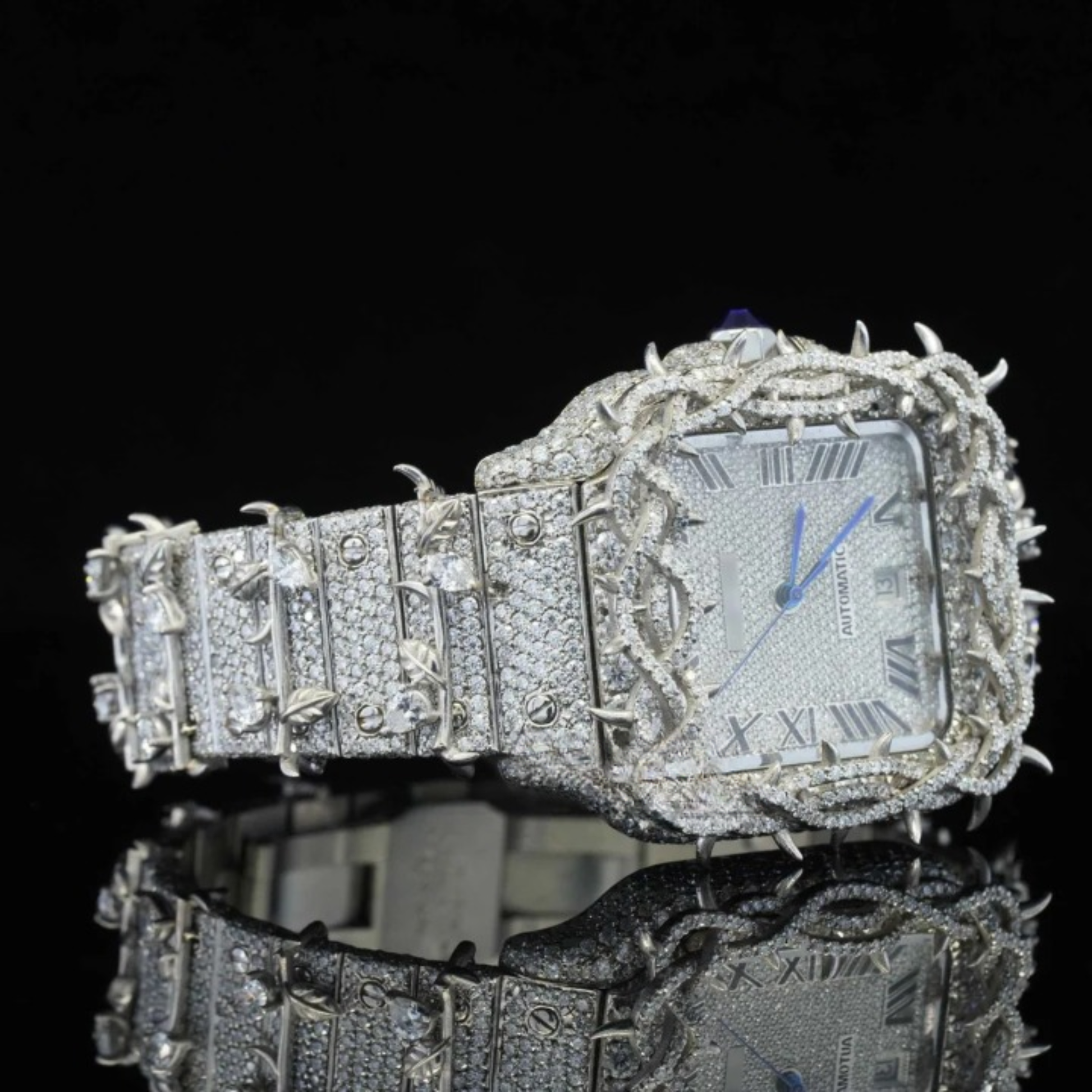 Beautiful Automatic Tree Branch Moissanite Watch For Men