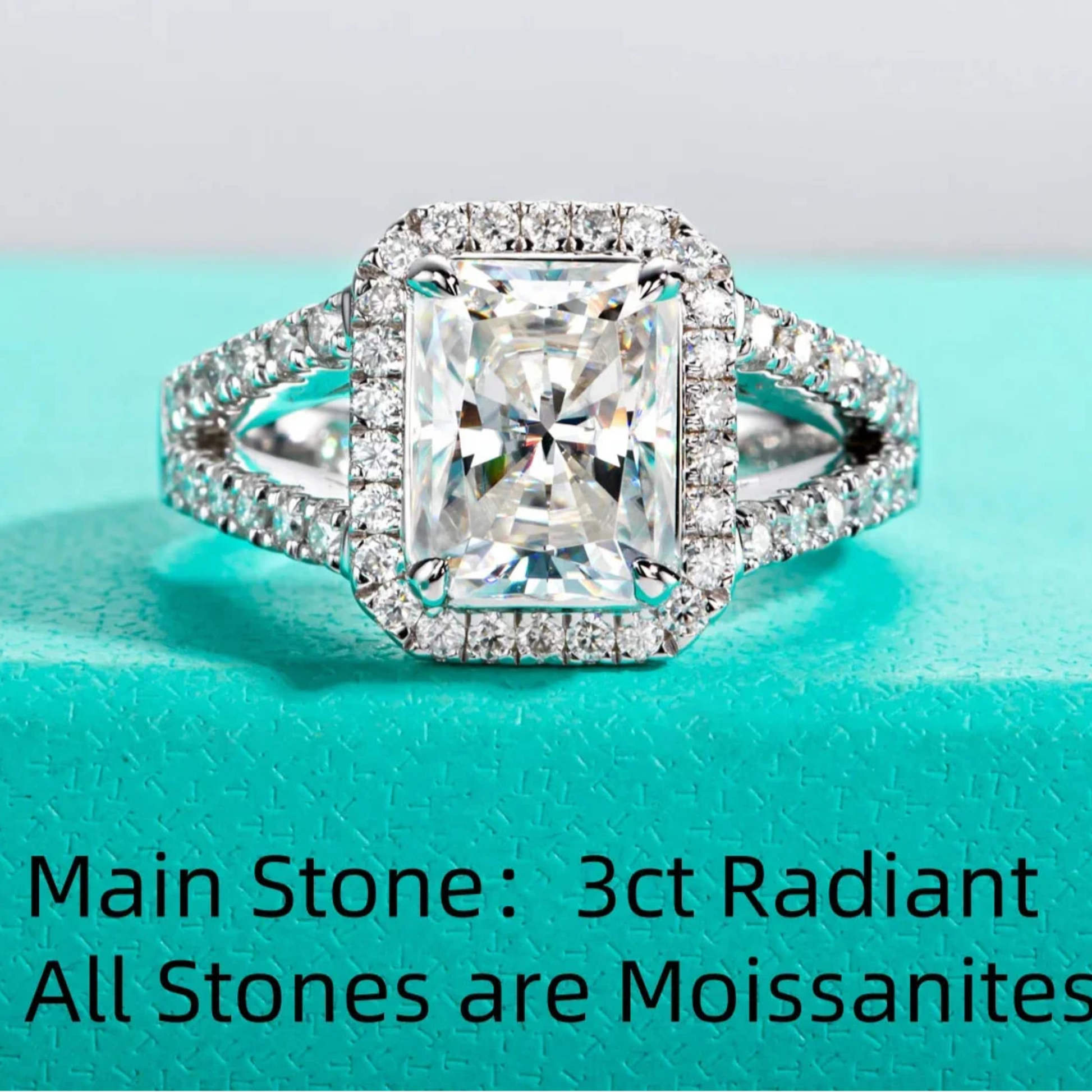 3 CT Radiant Cut Moissanite Engagement Ring