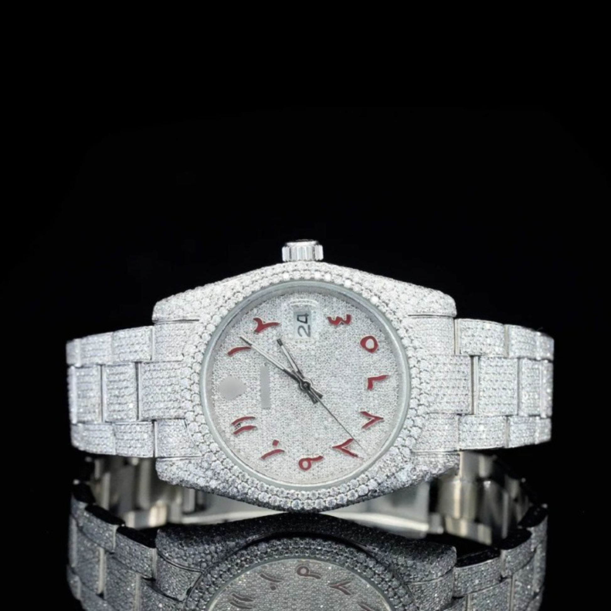 Stylish Marvelous Iced Out White Dial Moissanite Watch