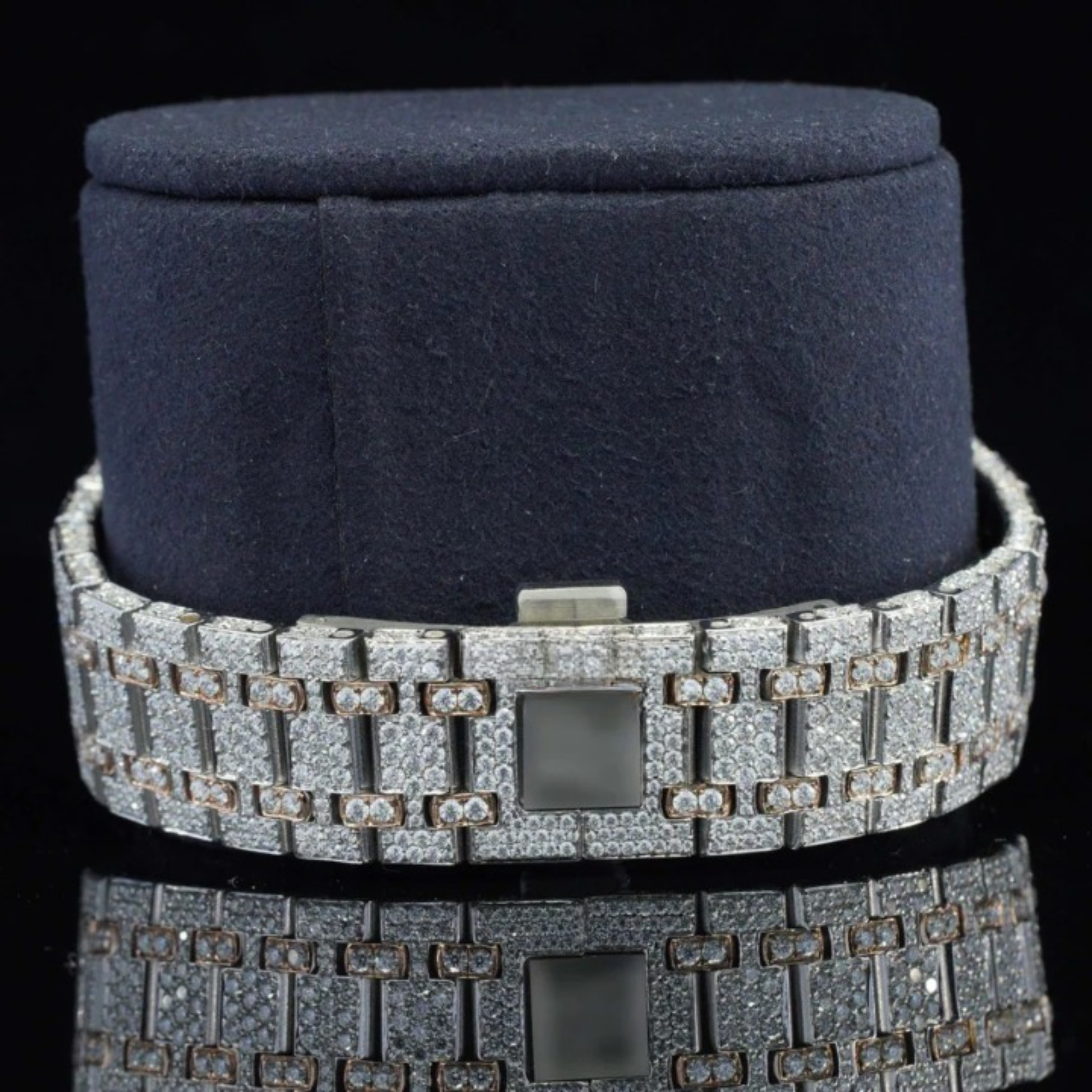Luxury Moissanite Watch Iced Out Arabic Numericals Automatic Movement For Men