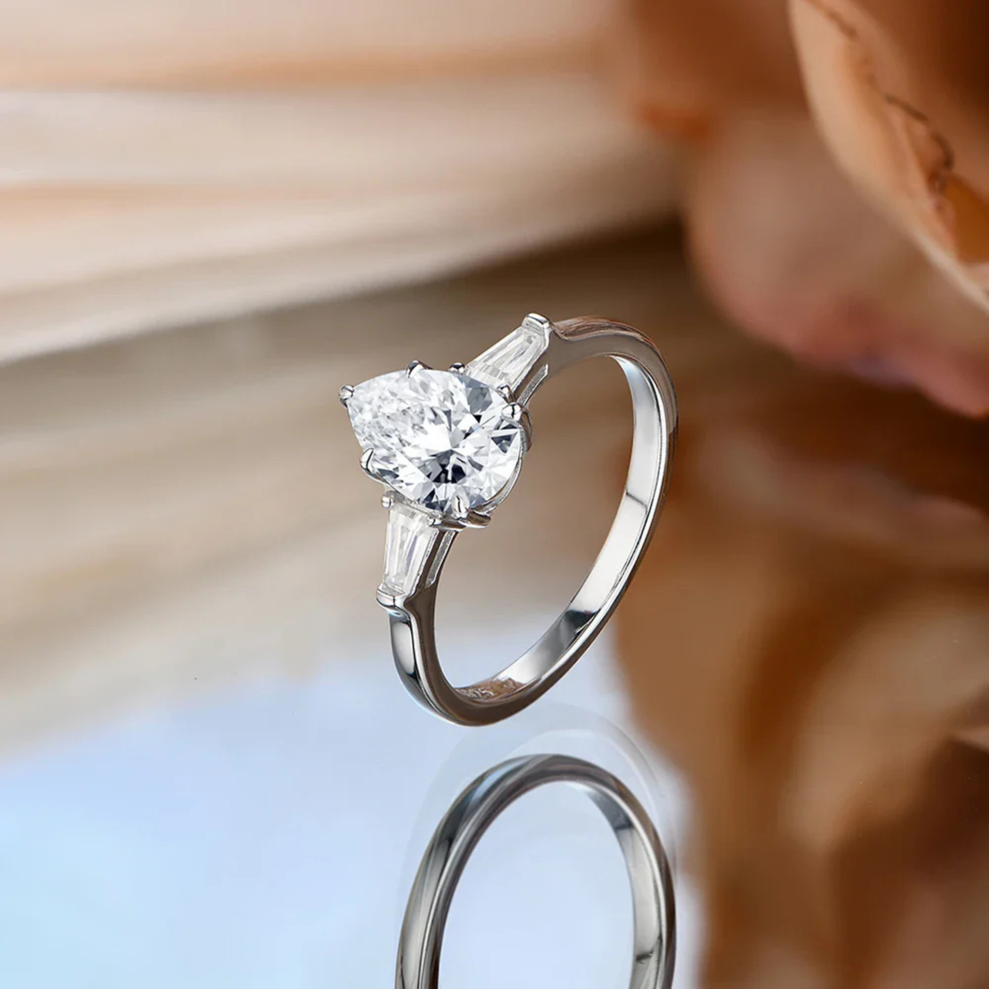 VVS1 D Color 1.5 CT Pear Cut Moissanite Ring