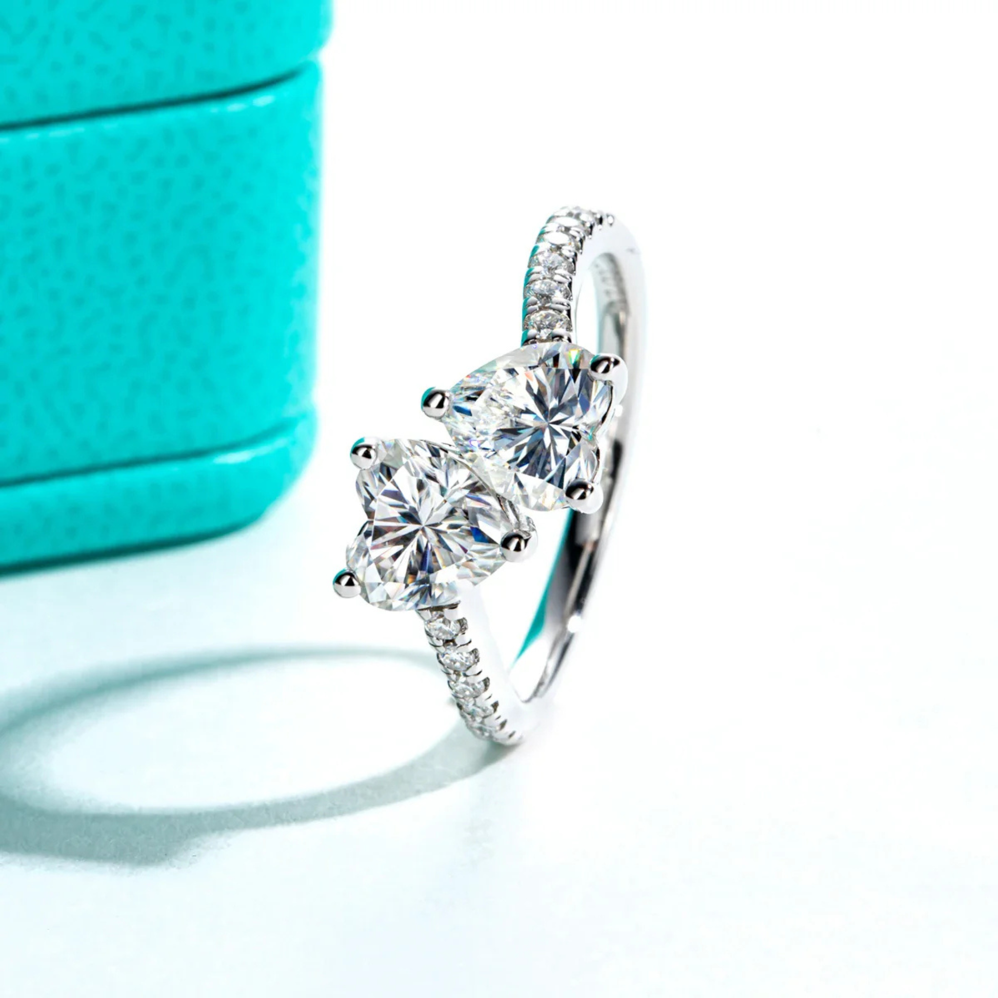 2 CT Heart Cut Twin Moissanite Engagement Ring