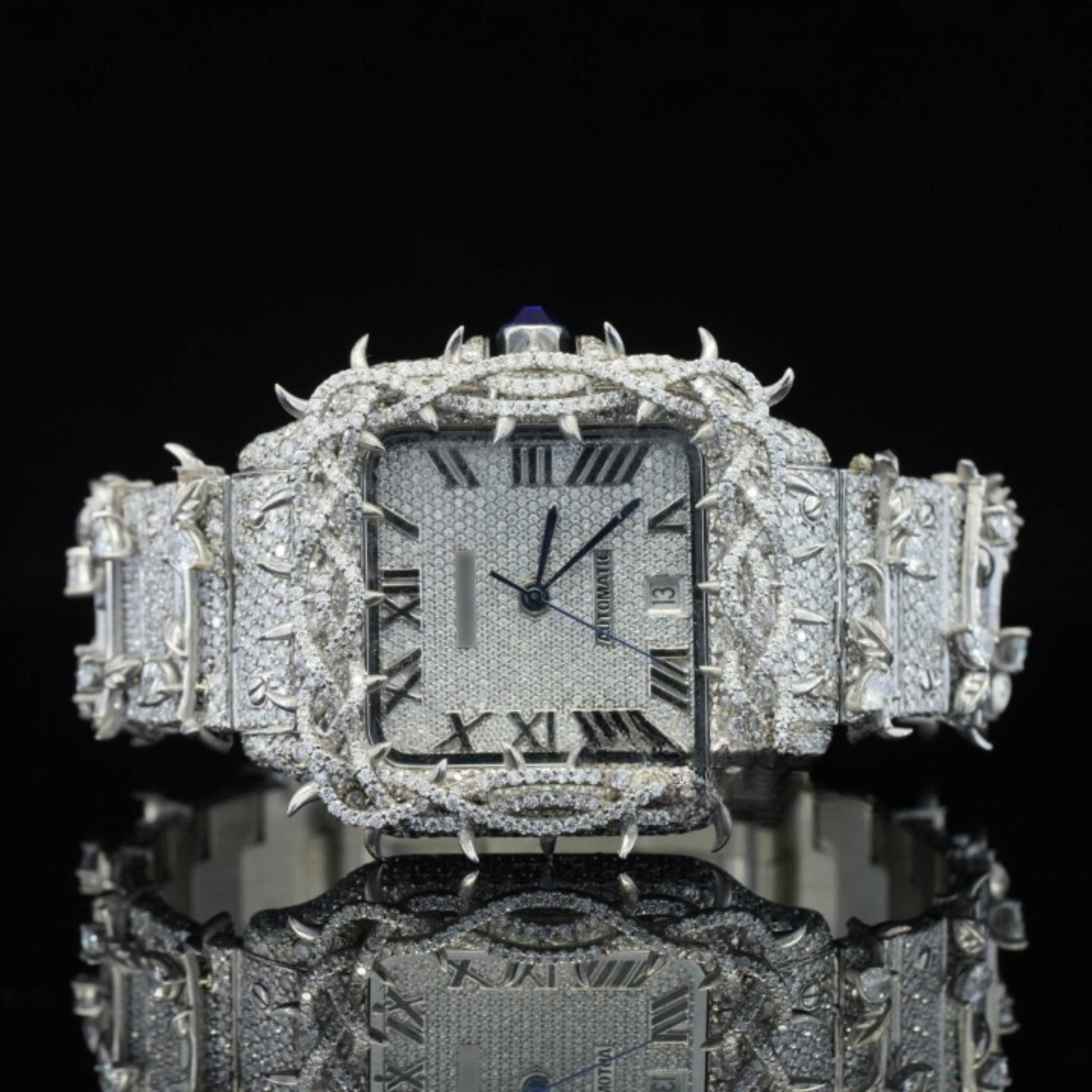 Beautiful Automatic Tree Branch Moissanite Watch For Men